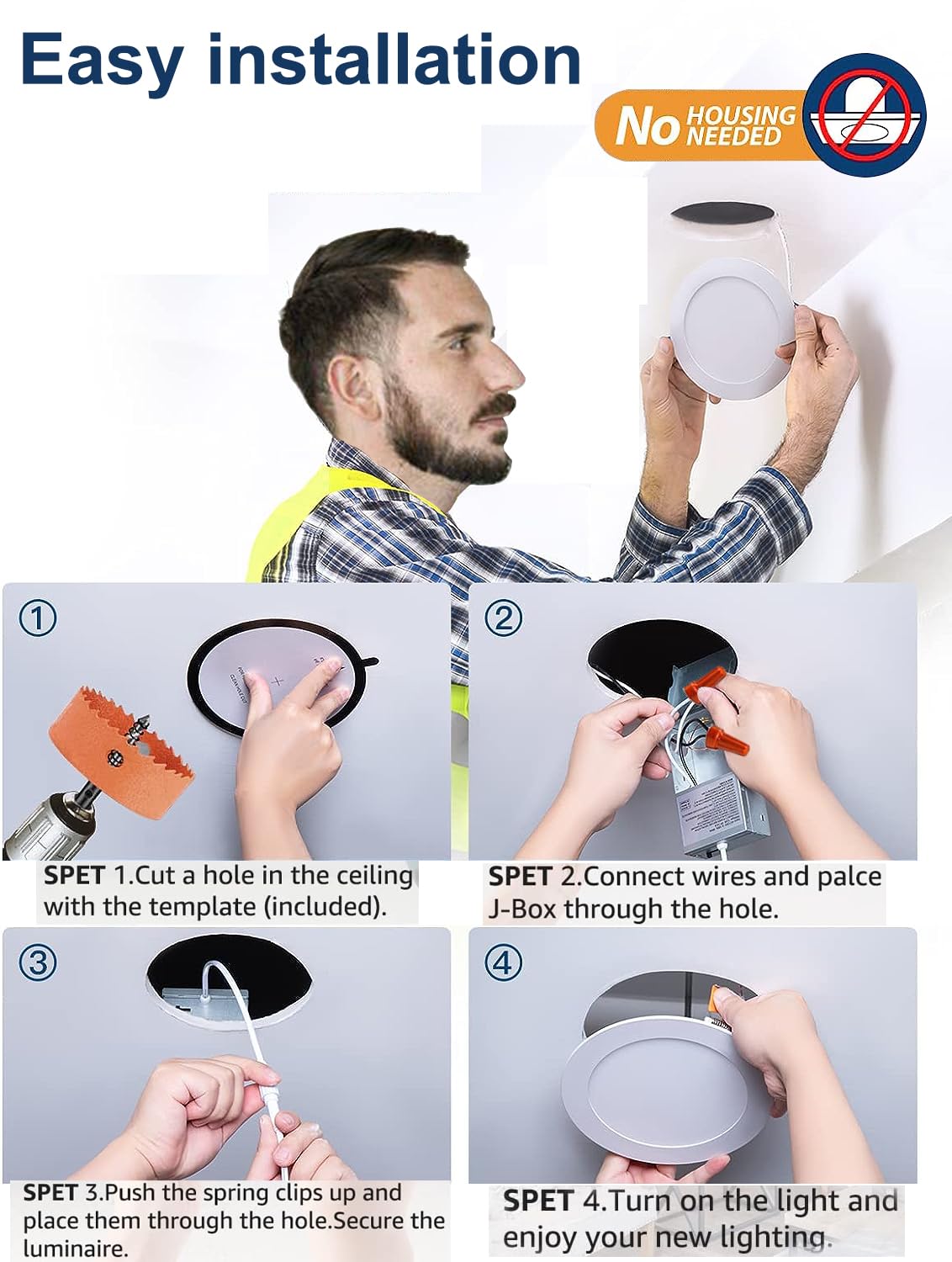 24 Pack 6 Inch Ultra-Thin Led Recessed Ceiling Light With Junction Box,5000K Daylight,Can Lights12W110W Eqv,Canless Wafer Slim P