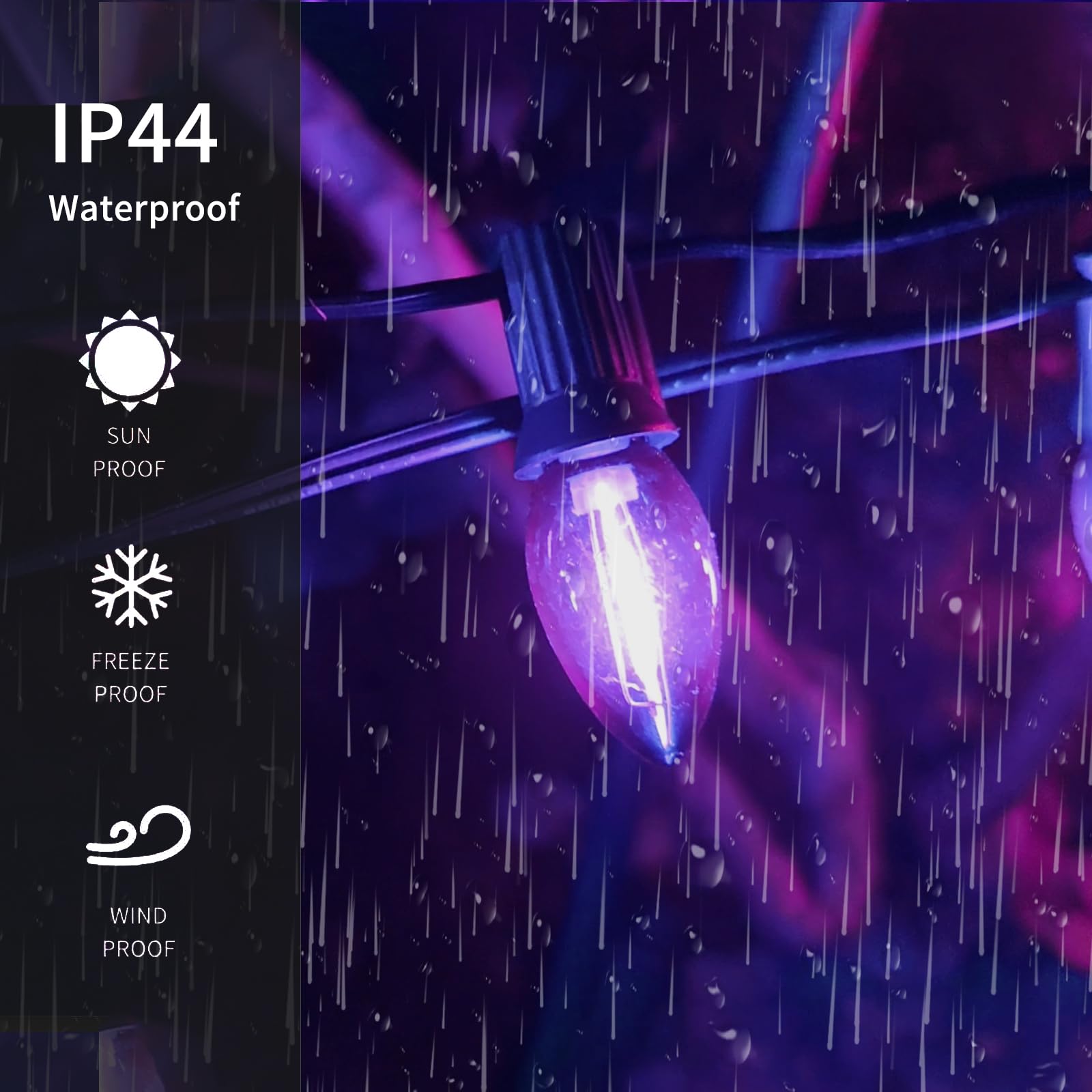 Chyparty 25Ft C7 Purple Halloween Lights Outdoor Indoor  Led String Lights With 25 Shatterproof Bulbs For Patio  Yard  Fence  Christmas Tree  Holiday D?Cor