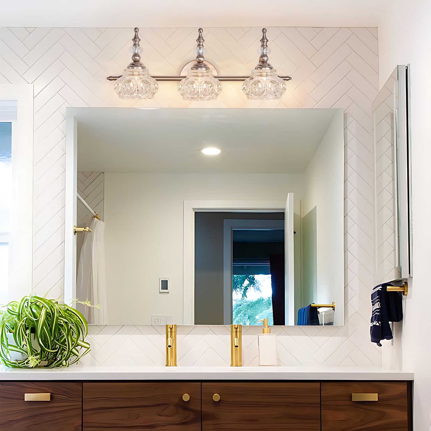 Zilanl Brushed Nickel Bathroom Vanity Light Fixtures Modern 3-Light Vanity Lights Bathroom Lighting Fixtures Vintage Wall Sconce