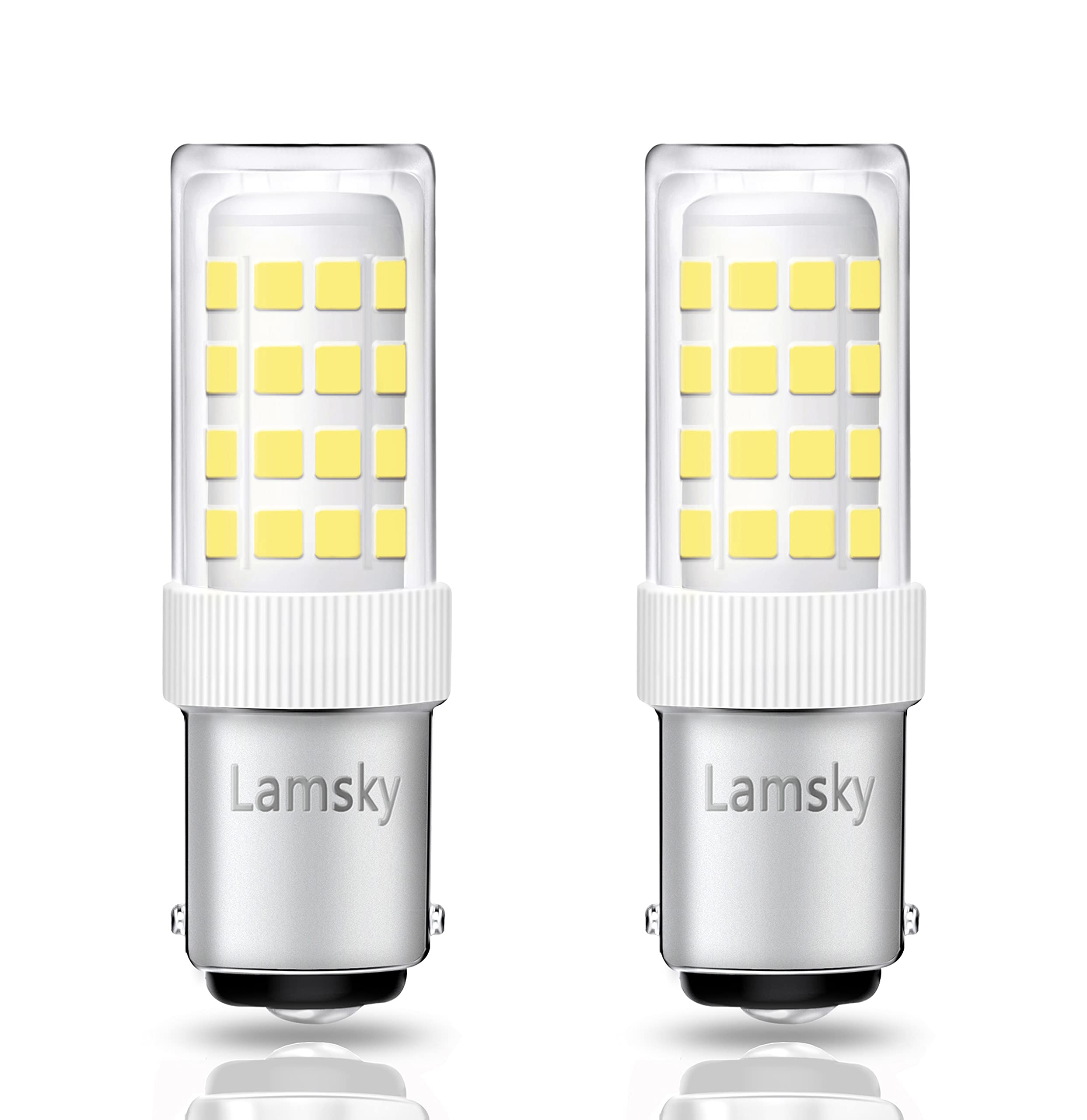 Lamsky BA15D LED Sewing Machine Bulb, Daylight 6000K, 4W, 2 Count, Ceramic, Non-Dimmable, Model LC030-BA15d