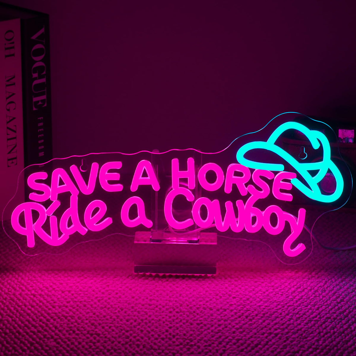 NOSUN Neon Sign - Save A Horse Ride A Cowboy, Adjustable Brightness, A ...