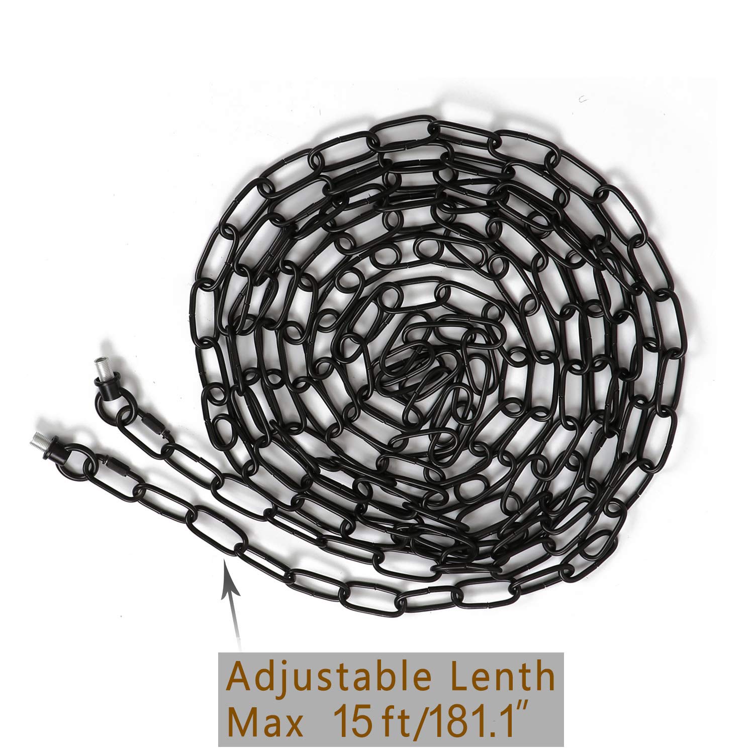 Eumyviv 15ft Heavy Duty Chain for Light Fixture, Metal, Black, Model L0460, Supports Up to 65 Pounds