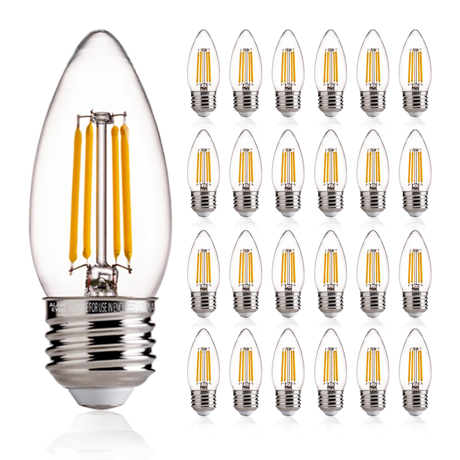 Alampever 60W Dimmable B11 Led Candelabra Light Bulbs, 2700K Soft White,