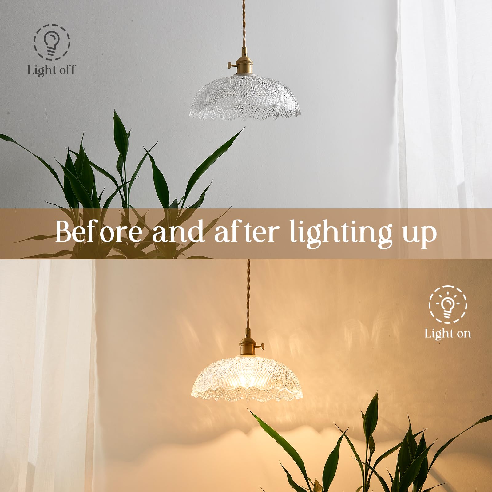 Oyisen Hanging Lamp,9.8 Inch Pendant Lights Kitchen Island Golden Cord Hanging Pendant Light Flower Lampshade Vintage Pendant Li