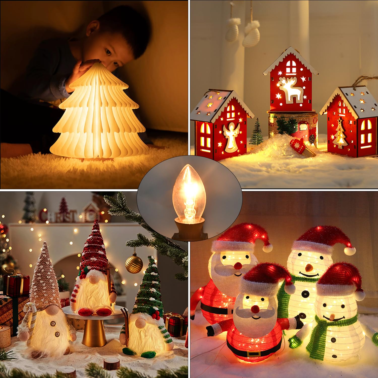 25 Pack C7 Christmas Light Bulbs C7 Clear Replacement Bulbs Nightlight Bulbs Incandescent Light Bulbs For Christmas Village Hous