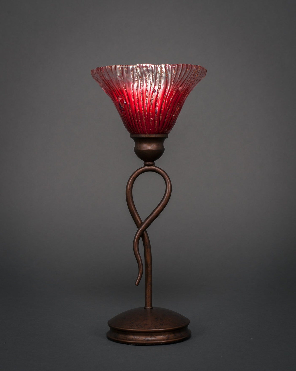 Filament Design Leaf - 1 Light Mini Table Lamp-13.25 Inches Tall And 7 Inches Wide-Bronze Finish-Raspberry Crystal Glass Color