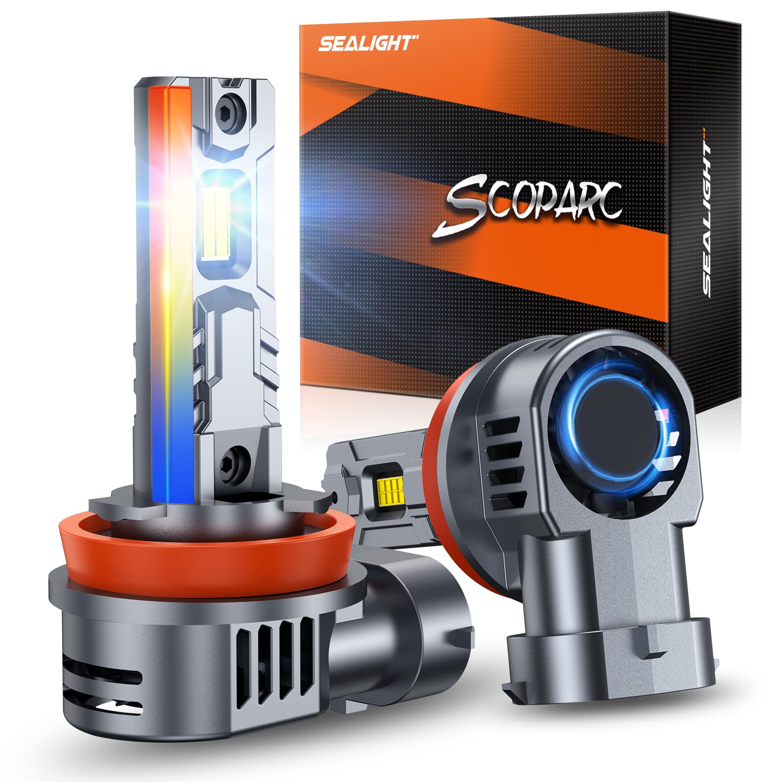 SEALIGHT H11 H8 H9 H16 Bulbs, 50,000LM, 6500K Cool White, Non-polarity, Pack of 2