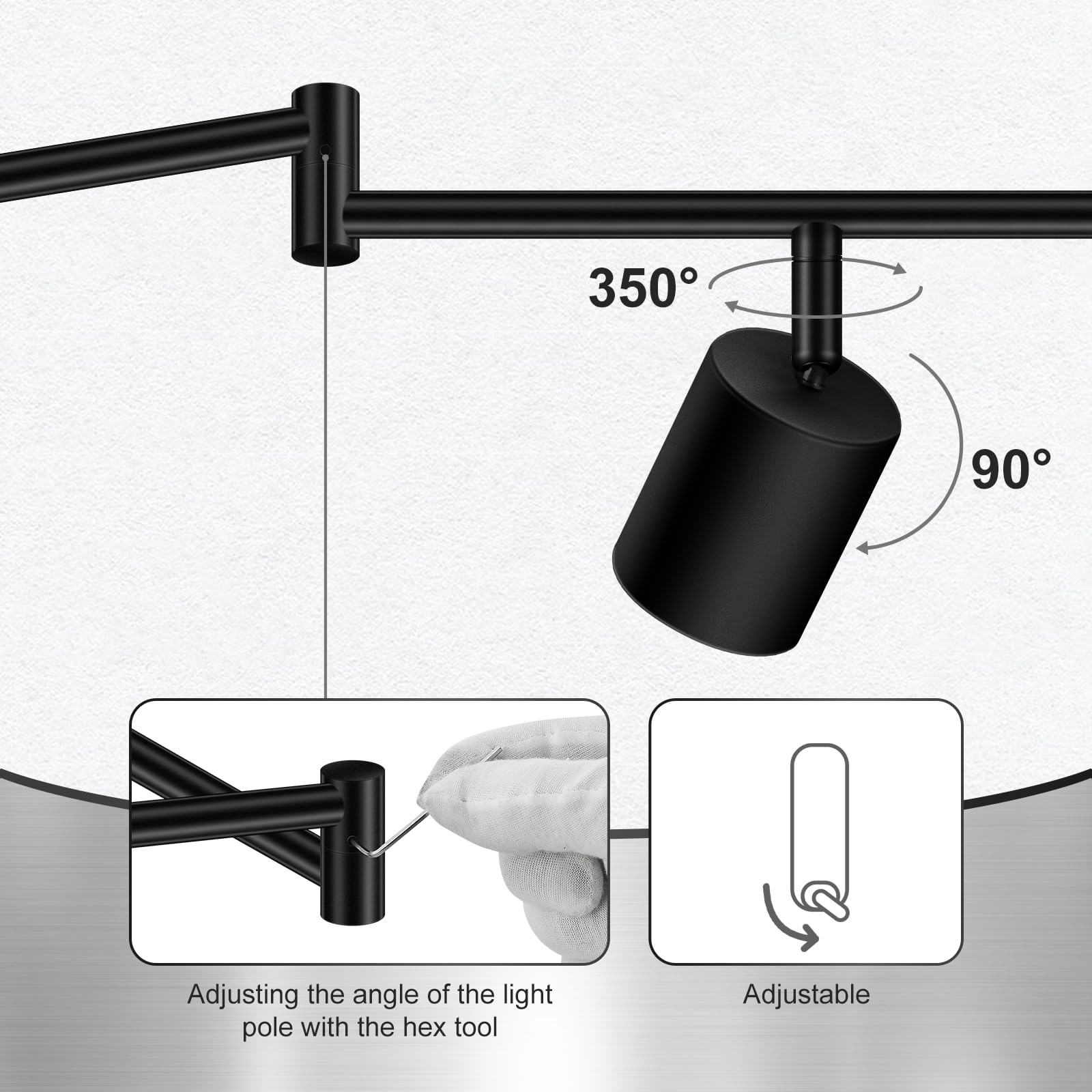 AUQUEE 8 Light Track Lighting Fixtures, Matte Black, Adjustable LED Lights for Kitchen/Hallway, Model AQC0681US, Metal Construction