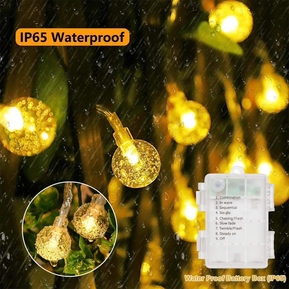 YoTelim Battery Operated Globe String Lights, 80 LED, 33 FT, Warm White, Waterproof, 8 Modes with Remote Control