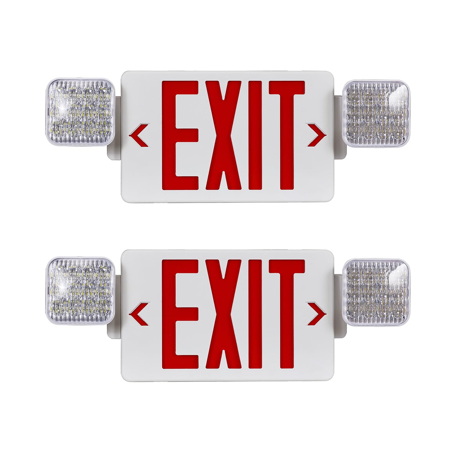 Cm Mzy Red Exit Sign With Emergency Light, Two Adjustable Square Head,Exit Sign With Battery Backup,Us Standards,Ul Certified,Exit Sign Combo For Business,Ac 120/277V,2 Pack