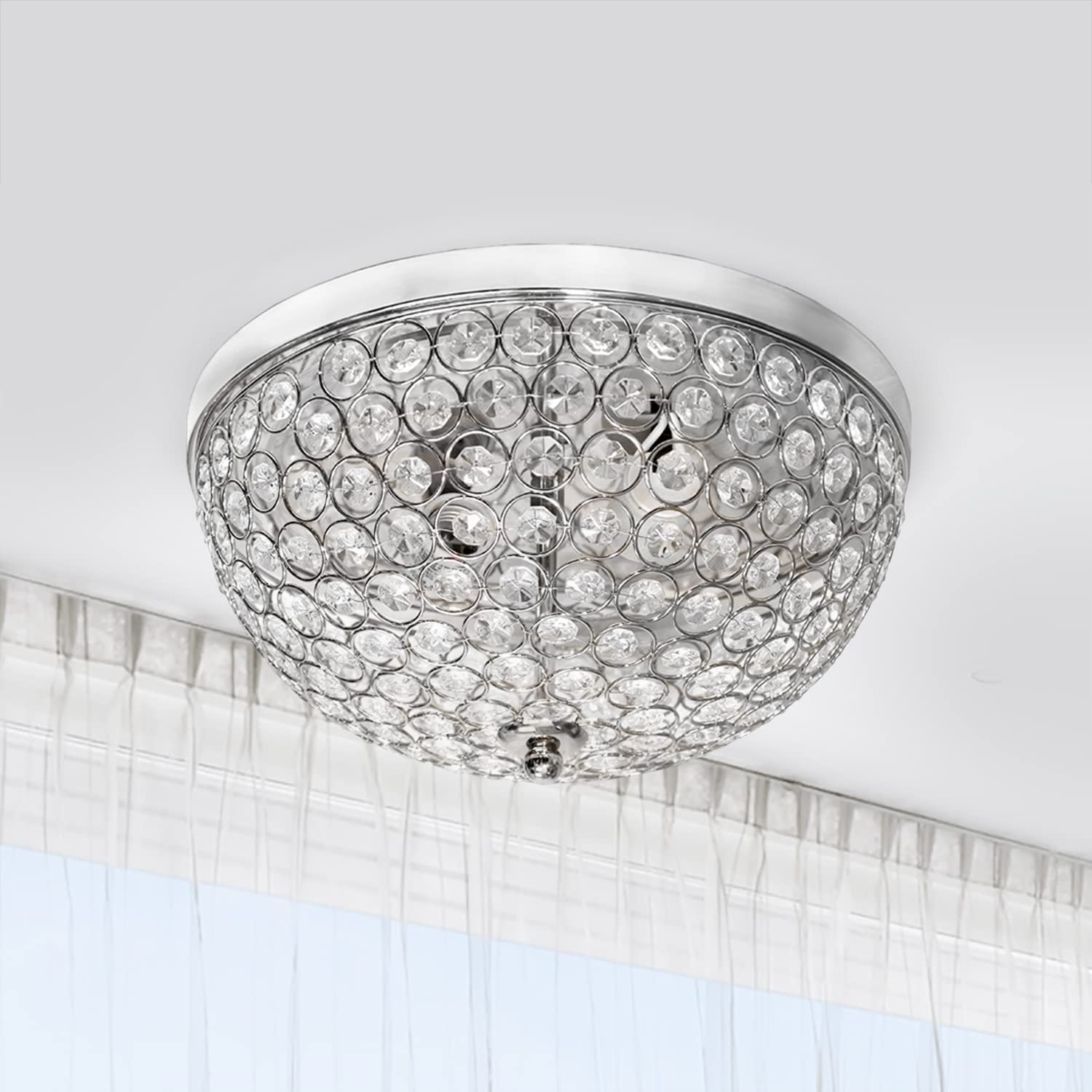 LALIA HOME Crystal Glam Ceiling Flush Mount Light, 2 Pack, Chrome, Model LHM-2000-CH-2PK