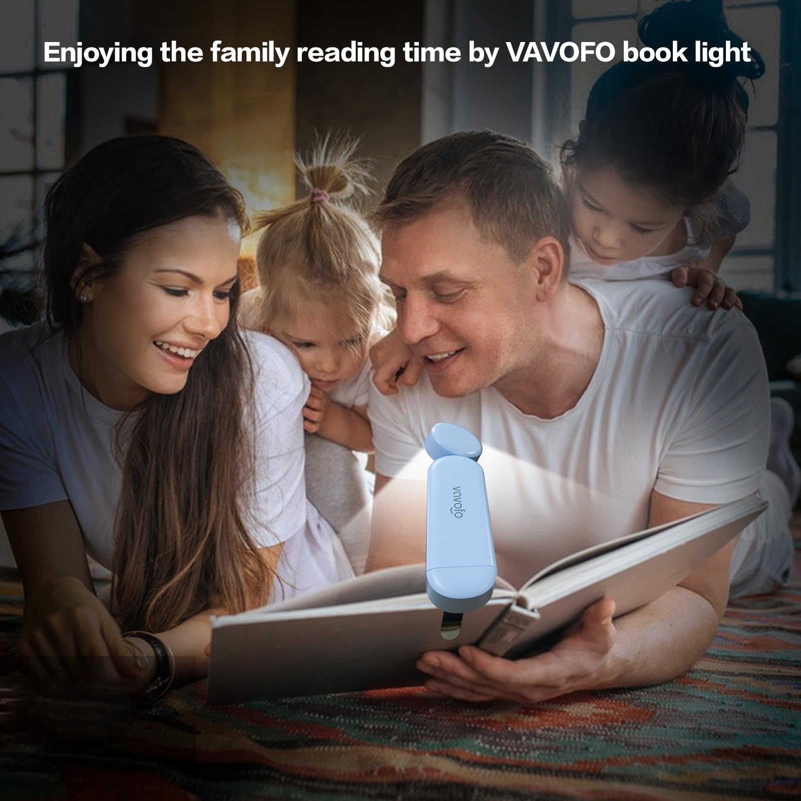 Vavofo Usb Rechargeable Book Light, Blue Light Blocking, Amber Light Clip On Bookmark Shaped Reading Light, Eye Care 6 Leds Book Light For Bookworms Reading In Bed With 9 Lighting Modes (Light Blue)