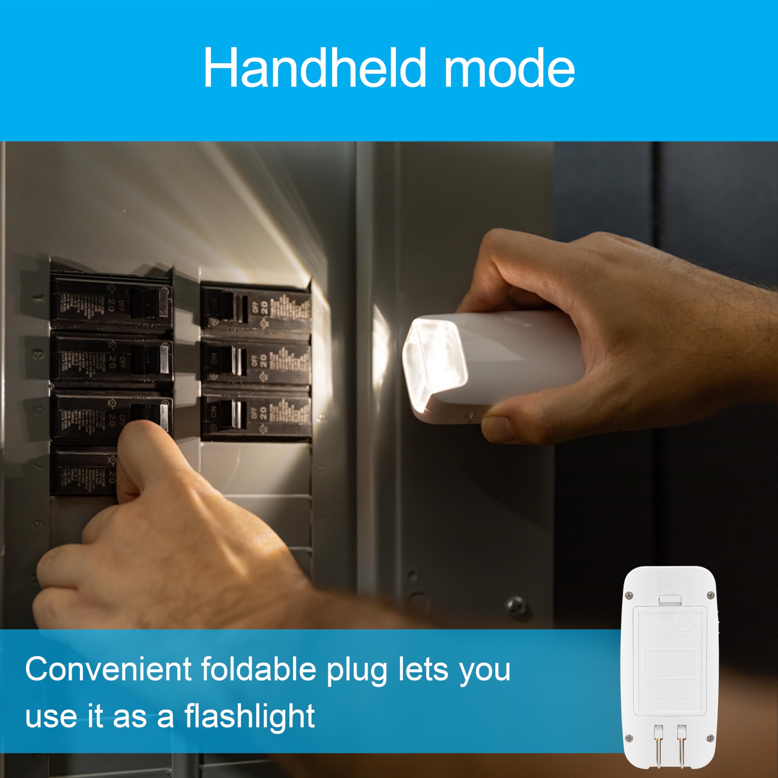 GE 4-in-1 LED Power Failure Light, 40 Lumens, Auto On/Off, Dusk-to-Dawn Sensor, 2 Pack - Emergency Flashlight & Night Light