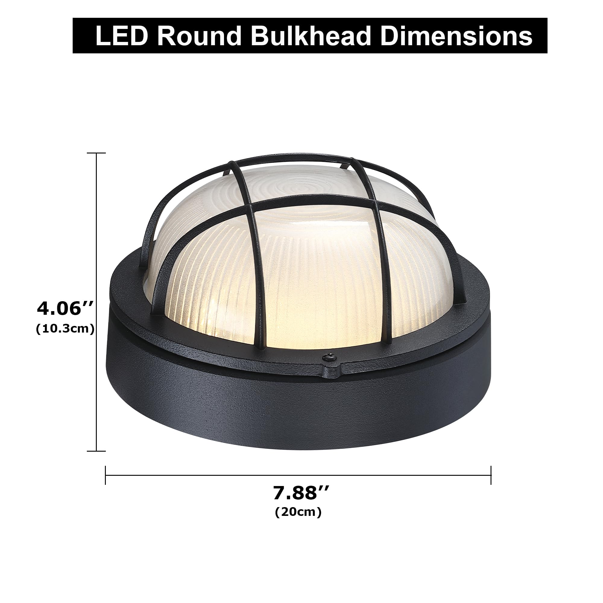 Gruenlich 8 Round Led Bulkhead Light Fixture  Outdoor Wall Lights Dimmable  Sauna & Exterior Lighting  Etl Rated  15W 1500 Lumen  3000K Warm White  Black Cast Aluminum  Wall/Ceiling Mount  1 Pack