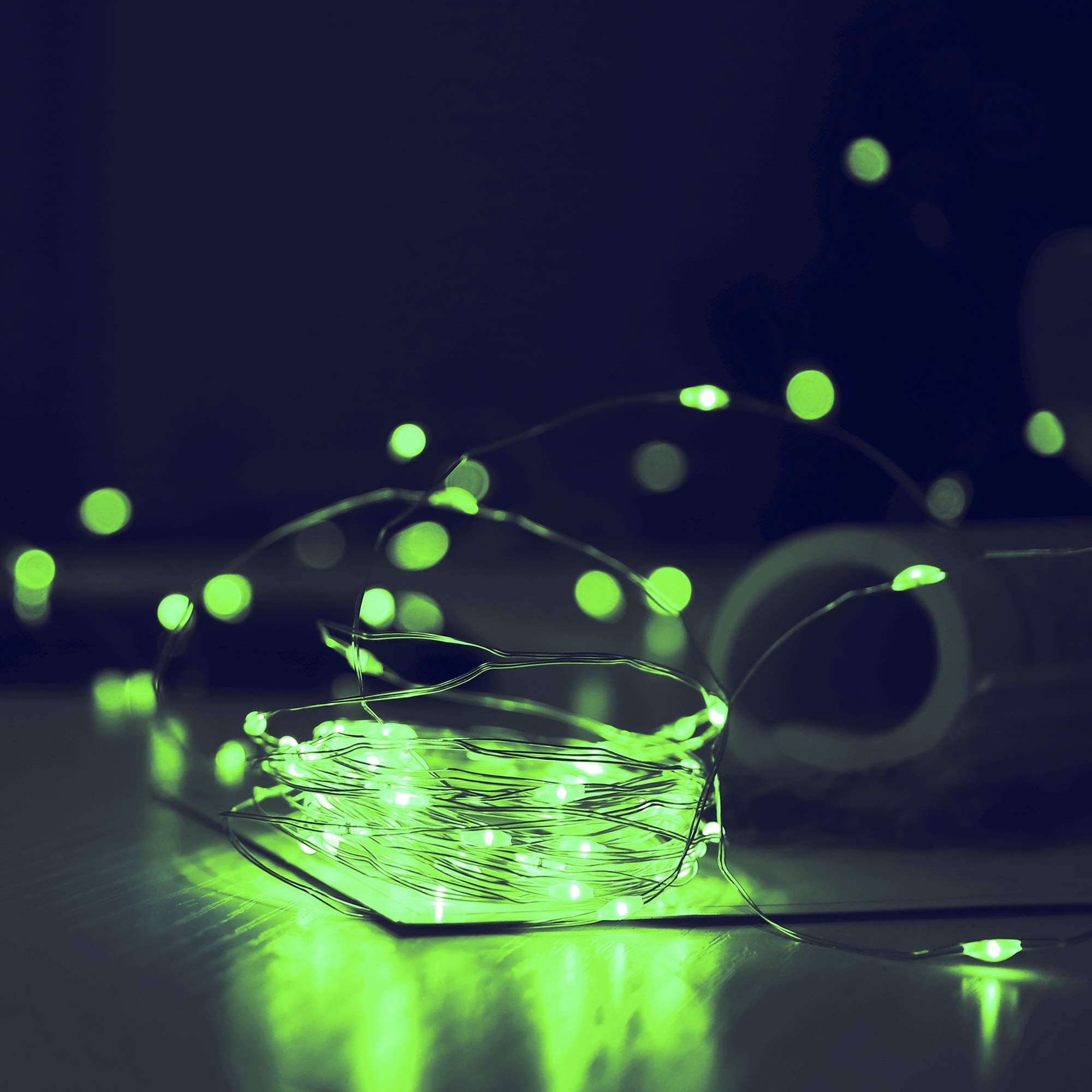 BEEWIN Solar Fairy Lights 2 Pack, 33ft 100LED, Waterproof, 8 Modes, Green, Model: da2d73bc-c487-4113-913f-