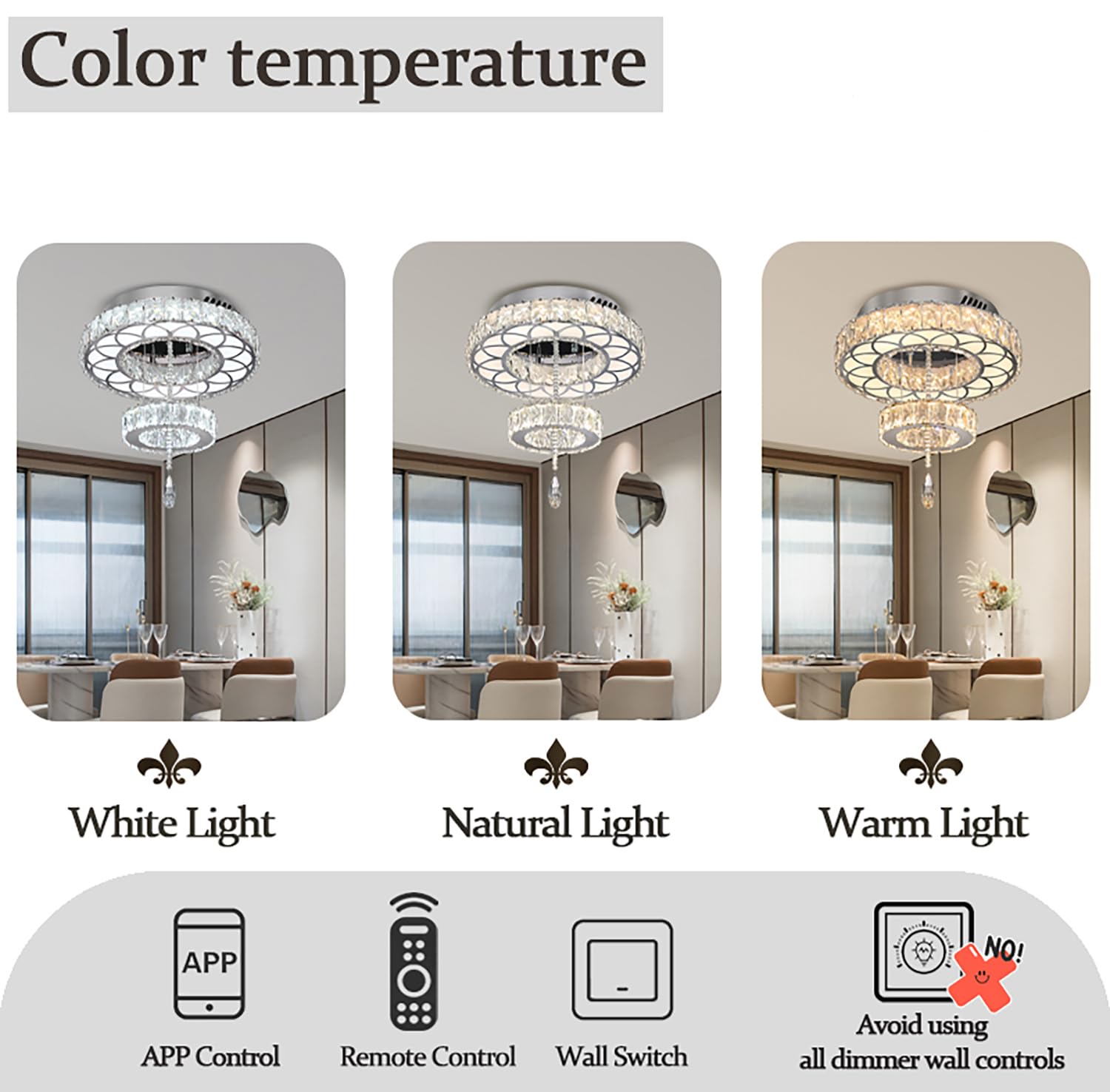 Flashing God Dia 12'' Crystal Mini Chandelier Crystal Silver Ceiling Light Fixtures Led Flush Mount Ceiling Light For Living Roo
