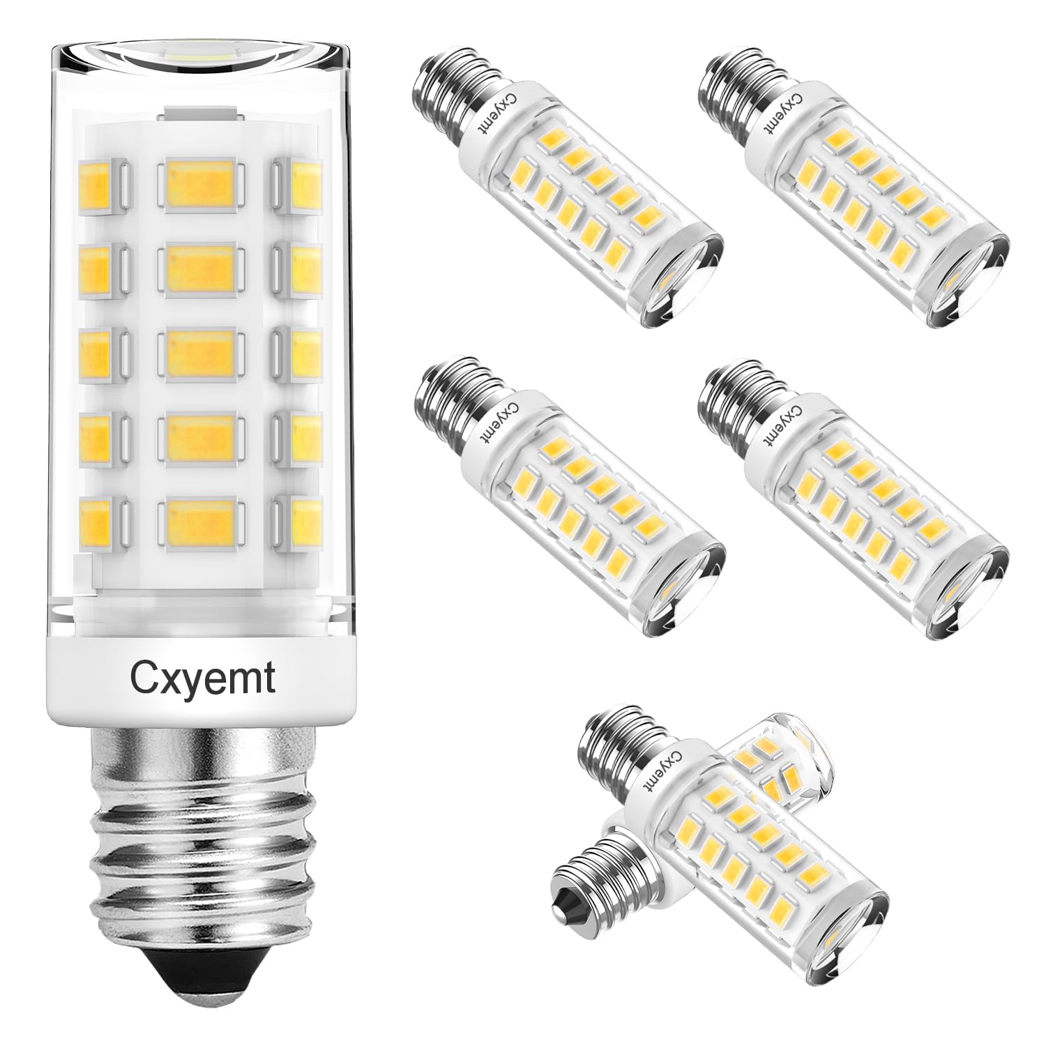 Cxyemt E12 Led Bulb 4W (Equivalent 40 Watt)  T4 Candelabra Light Bulbs 4000K Natural White  400Lm  Non-Dimmable  Non Flicker  360Beam Angle  Ac120V E12 Light Bulbs For Chandelier Lighting  6 Pack