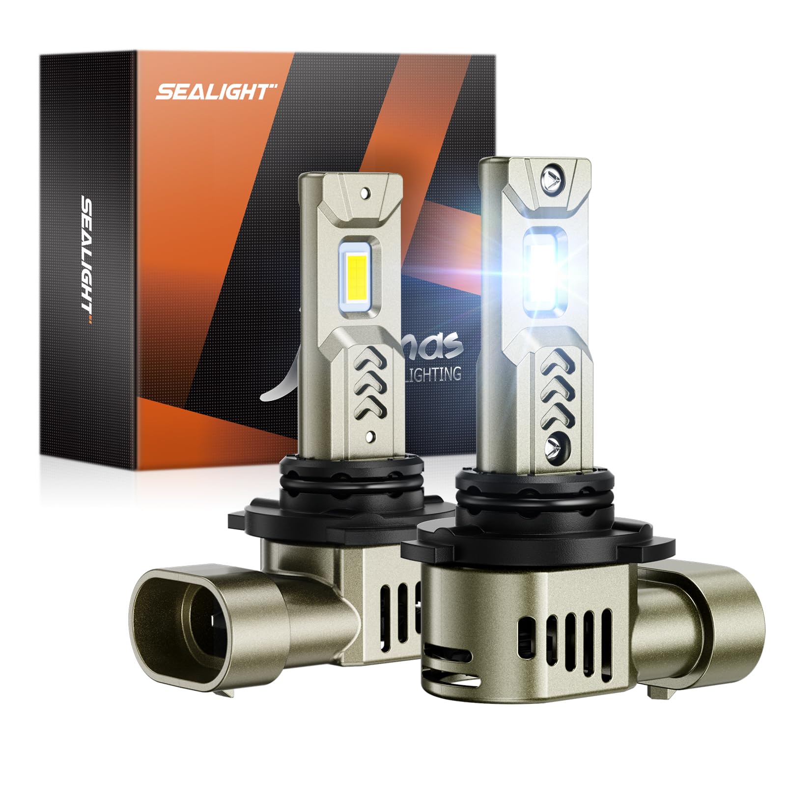 SEALIGHT 9006/HB4 Driving Light Bulbs, 6500K Cool White, 45,000LM Brightness, L2S Model, Pack of 2