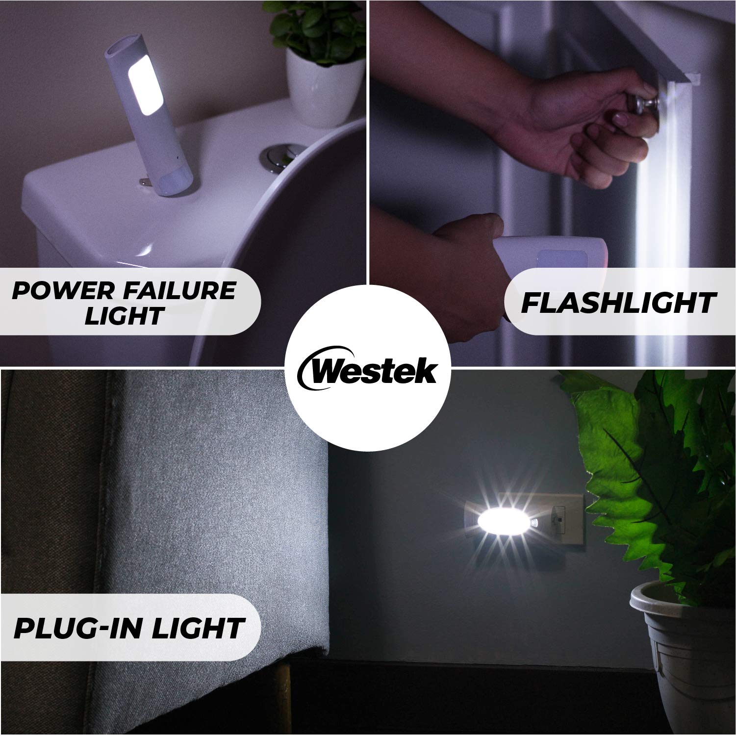 Westek Led Emergency Lights For Home Power Failure, 6 Pack - 3 Function Power Failure Light, Rechargeable Flashlight And Night L