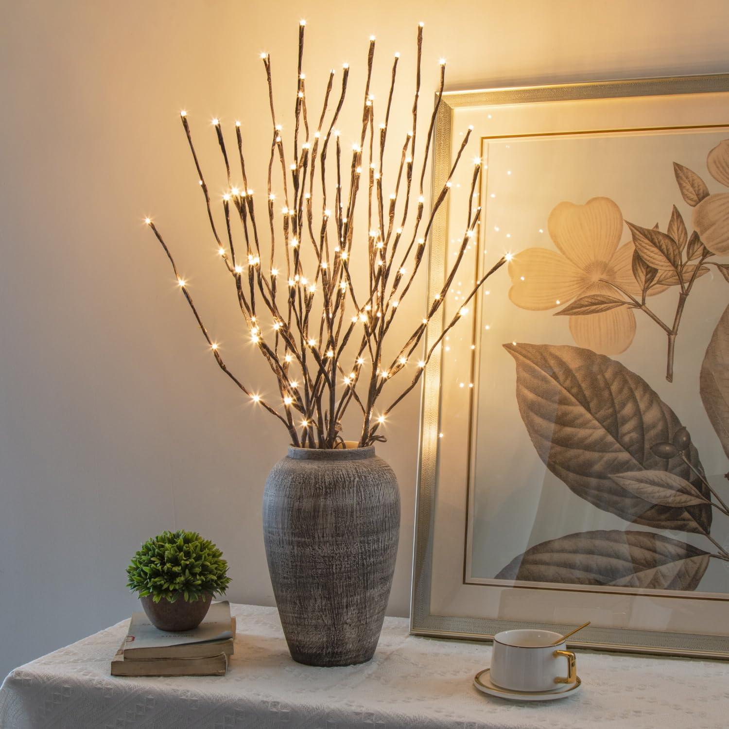 PEIDUO Lighted Willow Branches 30Inch 120 LED Twig Lights, 6PK Tree Branch Pathway Light for Holiday Xmas Decorations Indoor Out