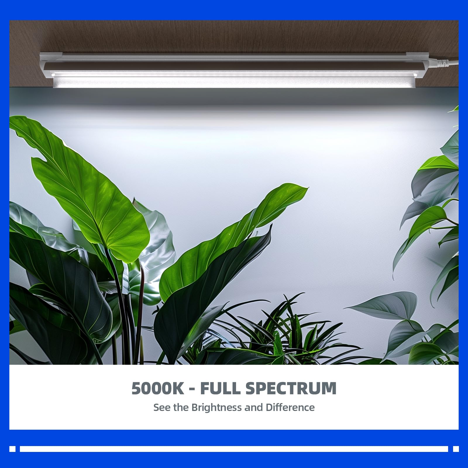 Barrina Grow Lights, 3FT Full Spectrum LED Plant Light Strips, 5000K Daylight White, 180W, T8 Bulbs, Linkable Design, 6-Pack