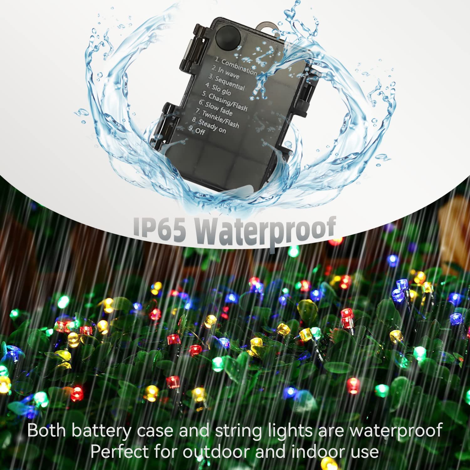 Sukesou Battery String Lights Outdoor 33Ft 100 Led Fairy Lights For Indoor Outdoor Waterproof With Remote Timer 8Modes Battery Operated Christmas Lights For Outside Party Garden Christmas Tree Décor