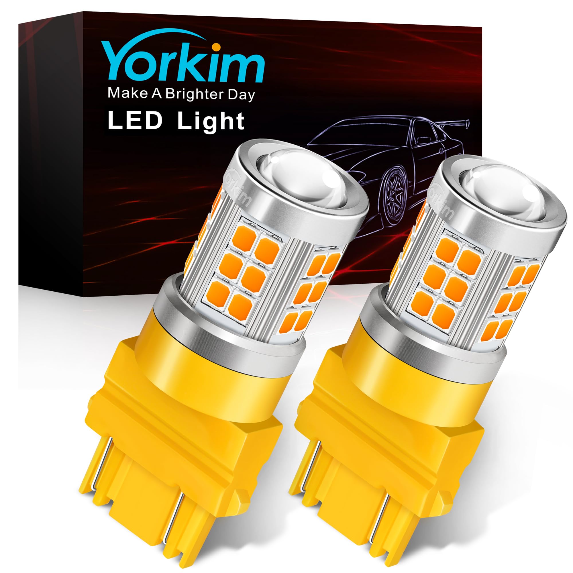 Yorkim 3157 Led Bulb Amber Led Turn Signal Bulb, 3157A Led Bulb 3156 Led Amber Lights 3056 3057 4157 Bulb Led 3157 Replacement F