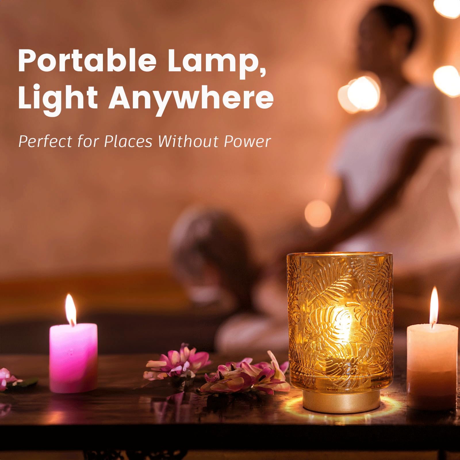 ULAROOM Portable Cordless Table Lamp - LED Bulb, Gold, Model JYTD23, Ideal for Home Decor, Battery Operated for Bedroom & Living Room