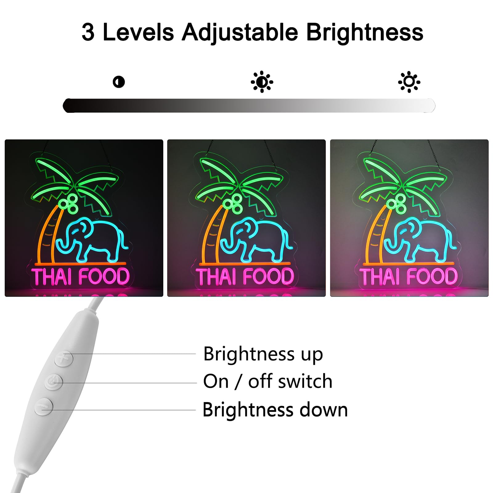 Jomobuty Thai Food Neon Sign For Wall Decor Led Light Up Sign Home Kitchen Thailand Restaurant Business Signage Southeast Asian Food Shop 16.1 X 12.6 Led Art Hanging Decorative Gifts