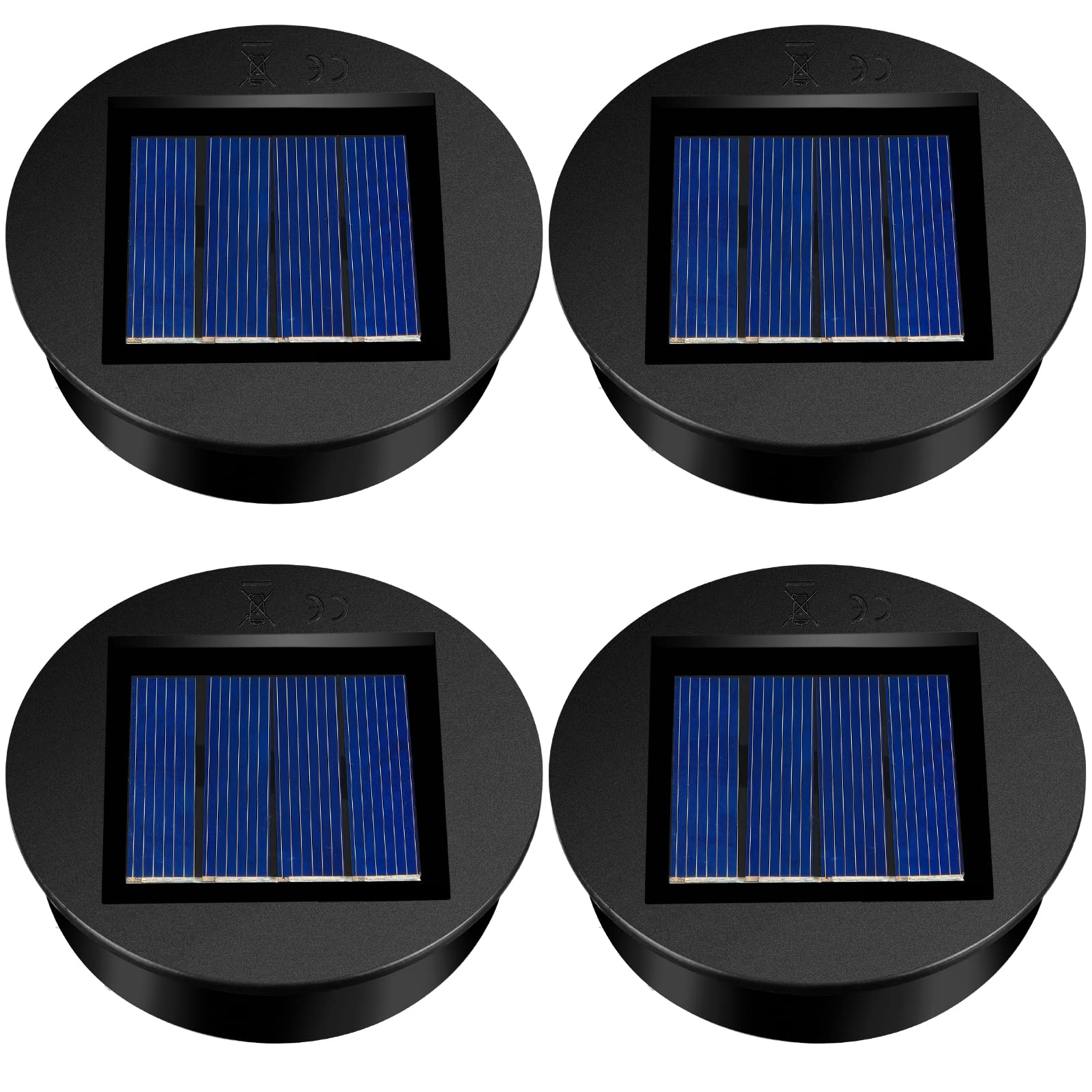 4 Pieces Replacement Solar Light Tops Outdoor Hanging Lantern Solar Light Parts Round Waterproof Decorative for Outdoor Hanging 