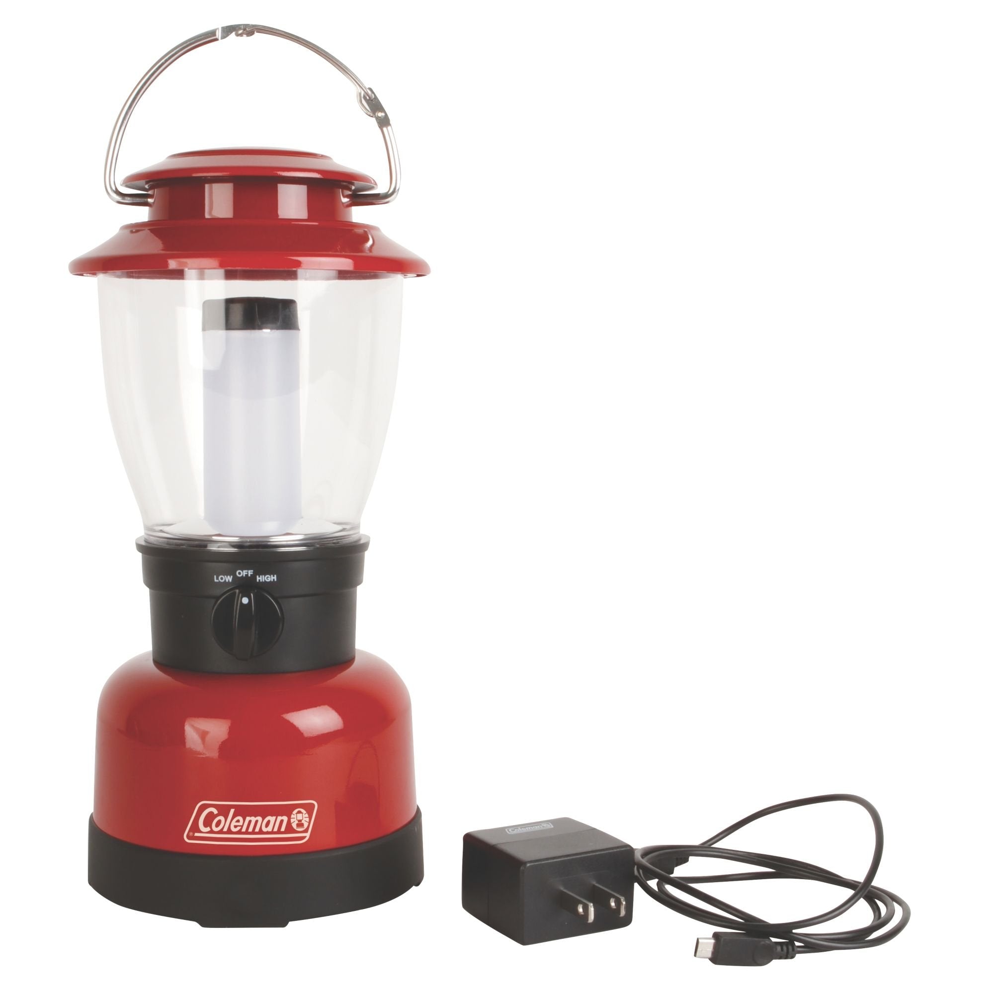 Coleman Classic Rechargeable LED Lantern - 400 Lumens, Water-Resistant, USB Charging, One Size, Red, Model 2000020938