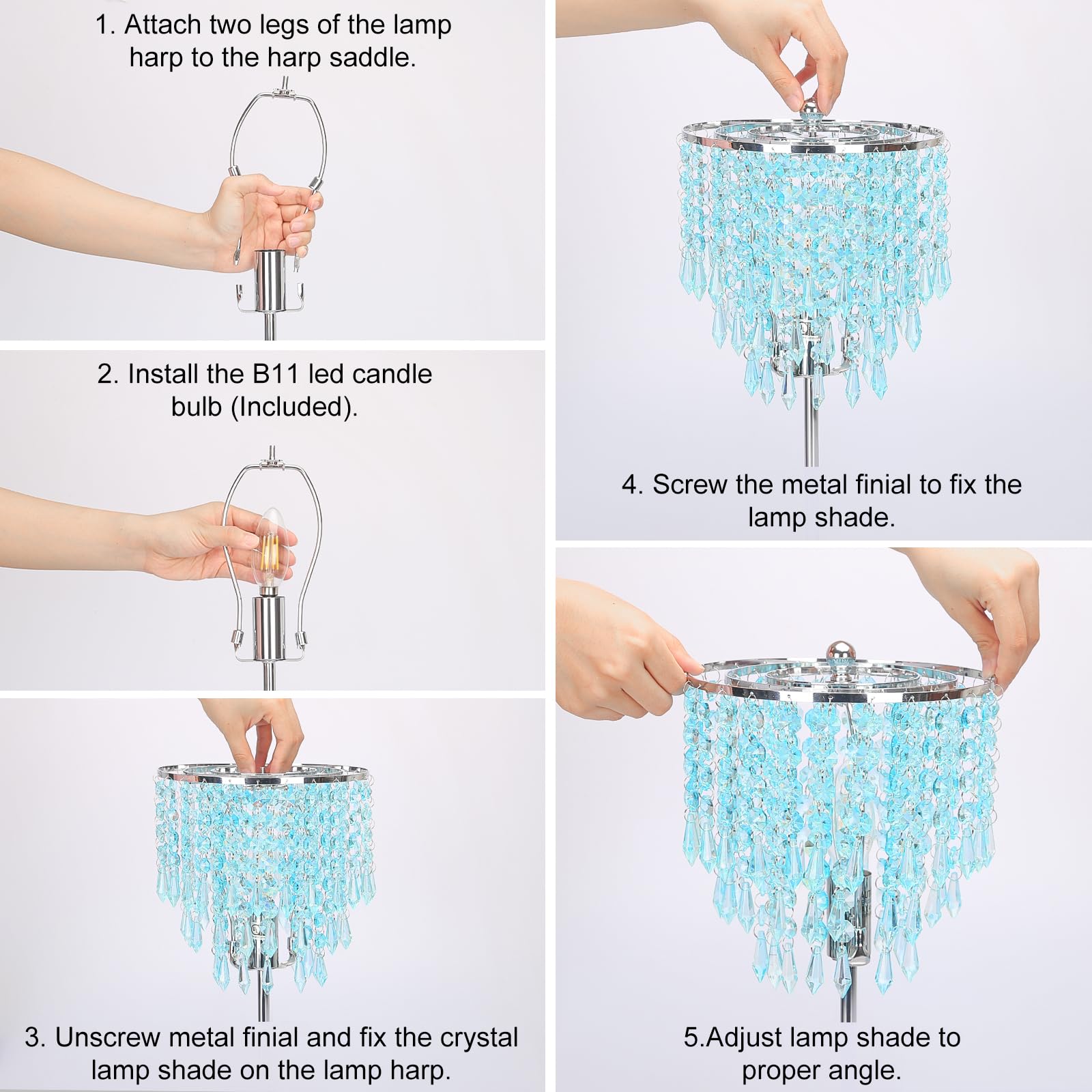Touch Control Crystal Table Lamp, Usb Bedside Lamp For Bedroom, 3-Way Dimmable Nightstand Lamp With Elegant Teal Shade, Modern D