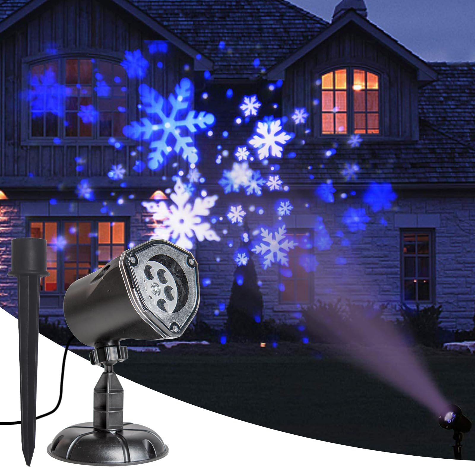 EAMBRITE Christmas Projector Lights LED White Blue Rotating Snowflake Projector Light for Birthday Wedding Theme Party Garden Ho