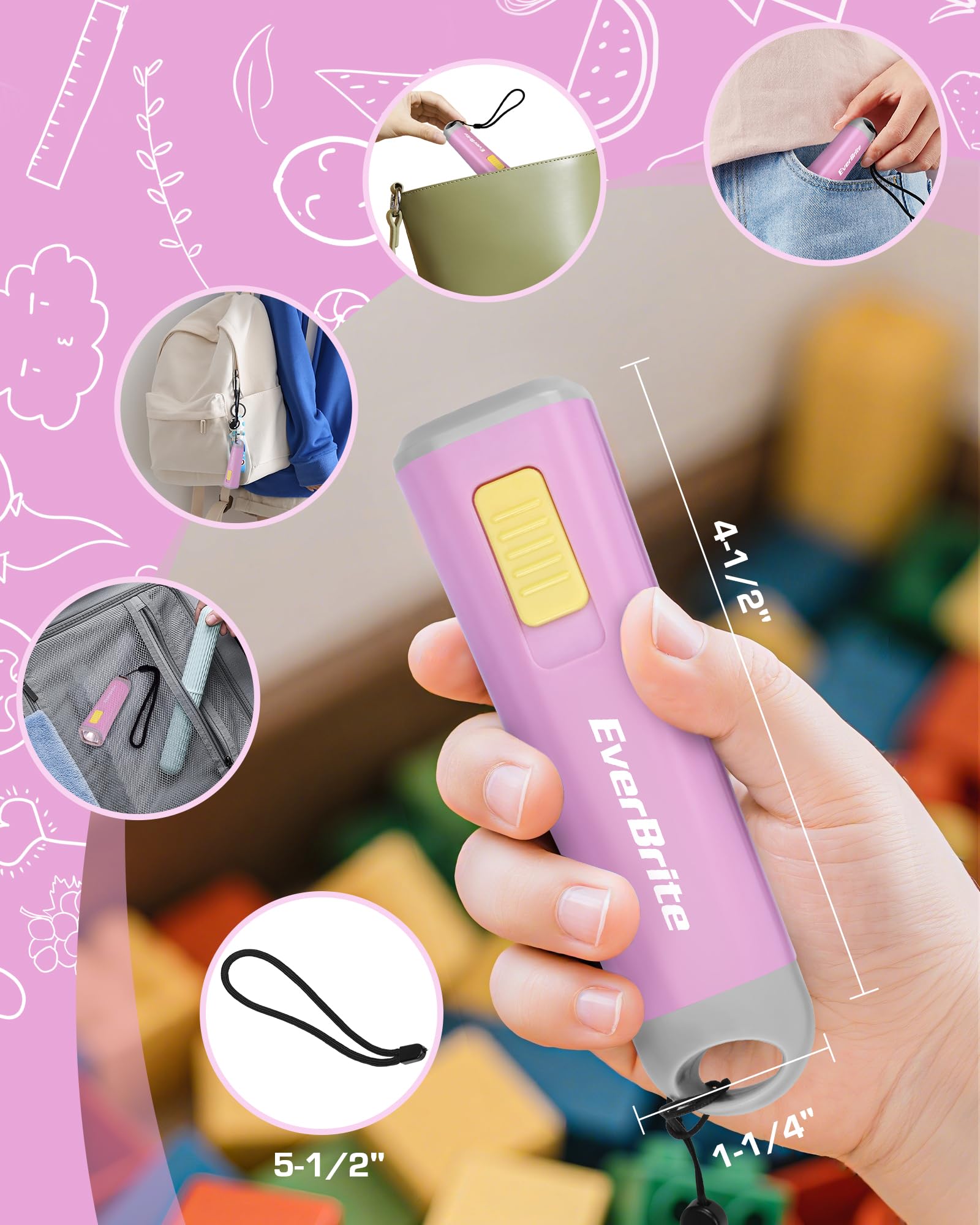 EverBrite Mini LED Flashlight, Pink, 3AAA Battery Included, Model E012046, Ideal for Emergencies and Camping