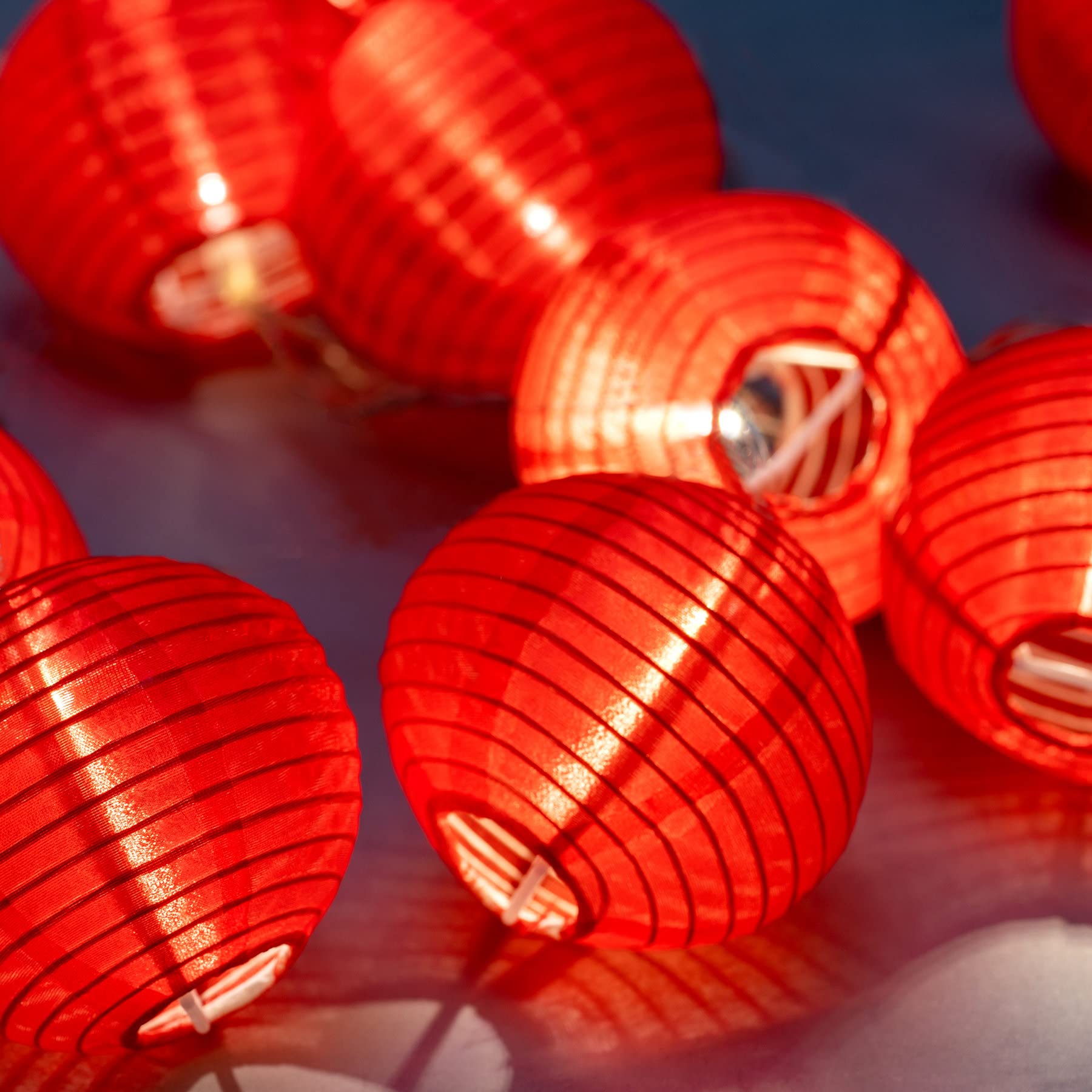 Yuletime Red Lantern String Lights, 10 Count On 7.6 White Wire, Ul Listed, 8 Spacing, Connectable Plug-In Decor