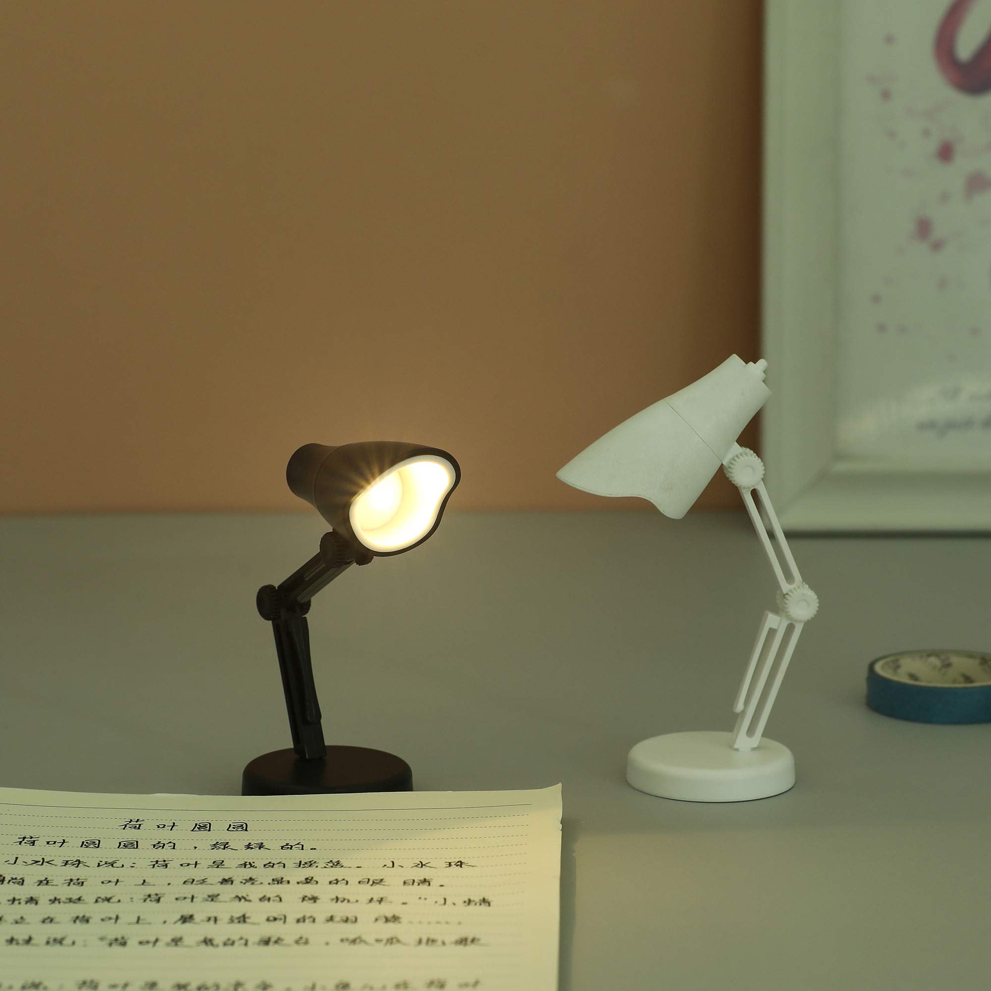 Omeet LED Mini Table Lamp - Foldable Night Reading Light, Portable, Eye Protection, Model OMNLA114A, Color LD01 Black