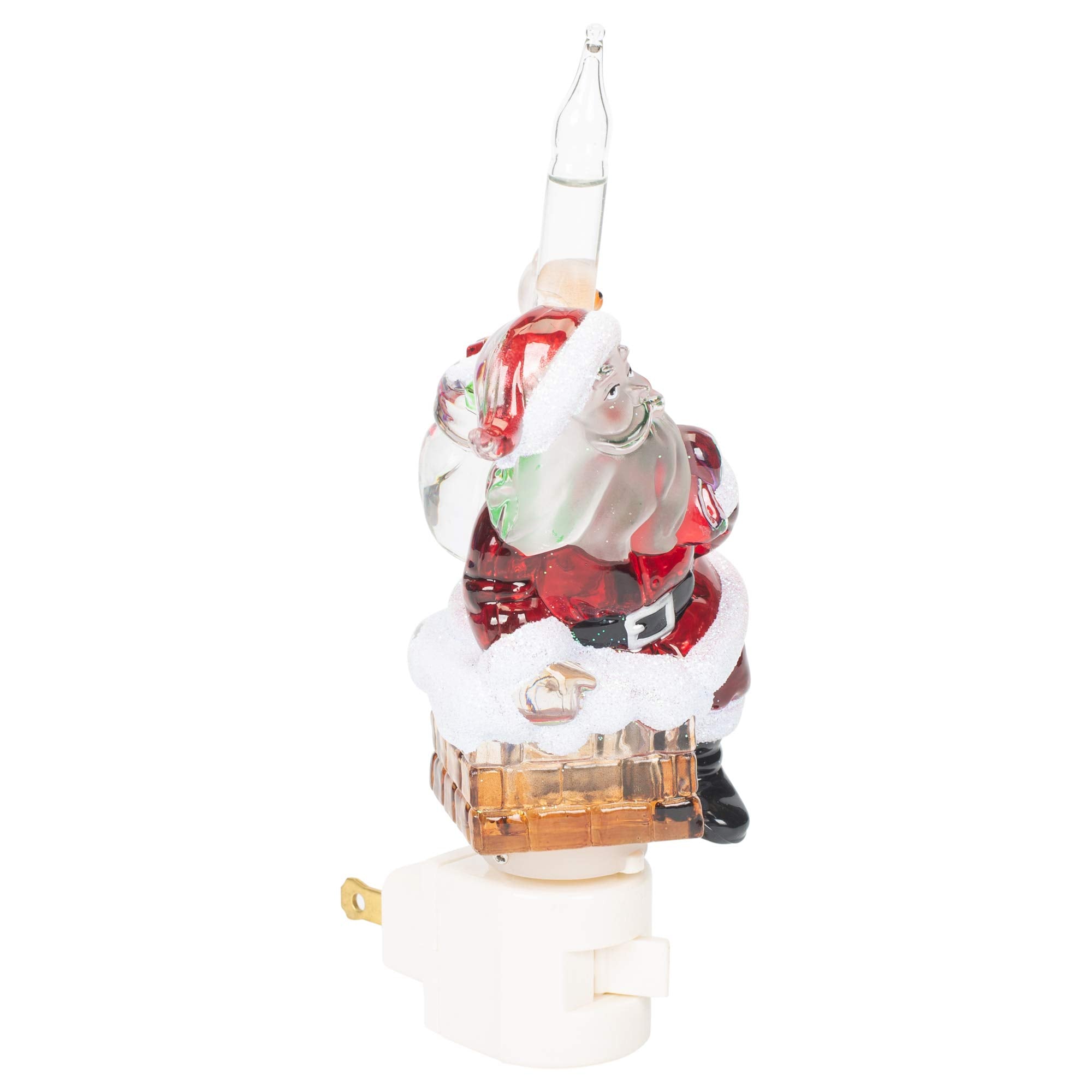 Roman 7 Inch Santa Chimney Bubble Night Light, Festive Red, Acrylic, Model 165320