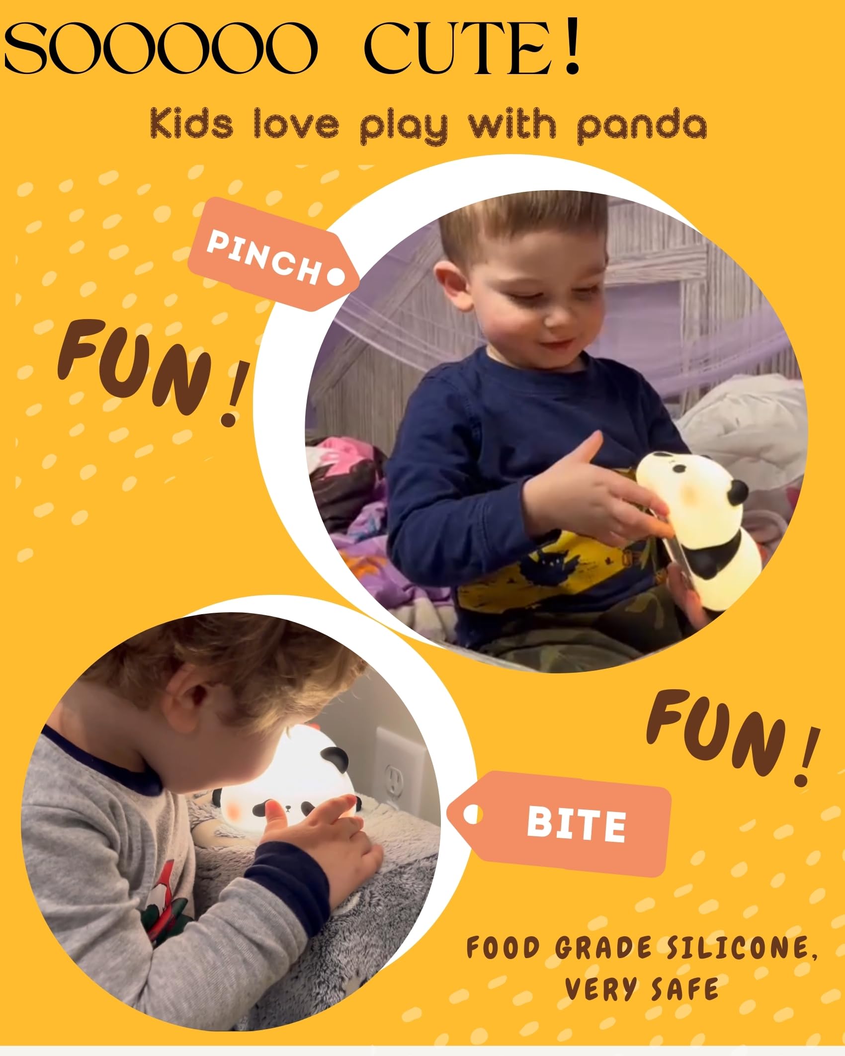 Recolte Cute Panda Night Light With Gift Bow, Led Squishy Silicone Animal Lamp, 3 Level Dimmable Nursery Light For Kids, Baby Desk Decor, Gift Box For Boys Girls, Baby Shower & White Elephant Gifts