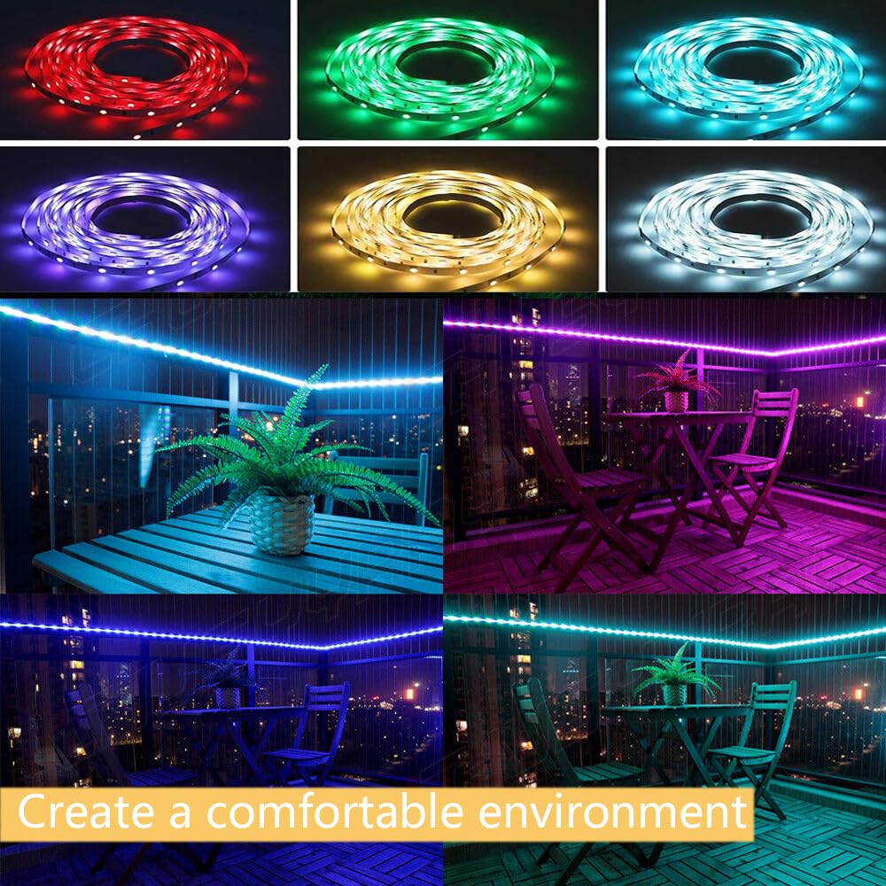 Uniontang Solar LED Strip Lights, 32.8FT RGB Waterproof Rope Lights, SMD 5050, for Outdoor Garden, Poolside, RV, Yacht