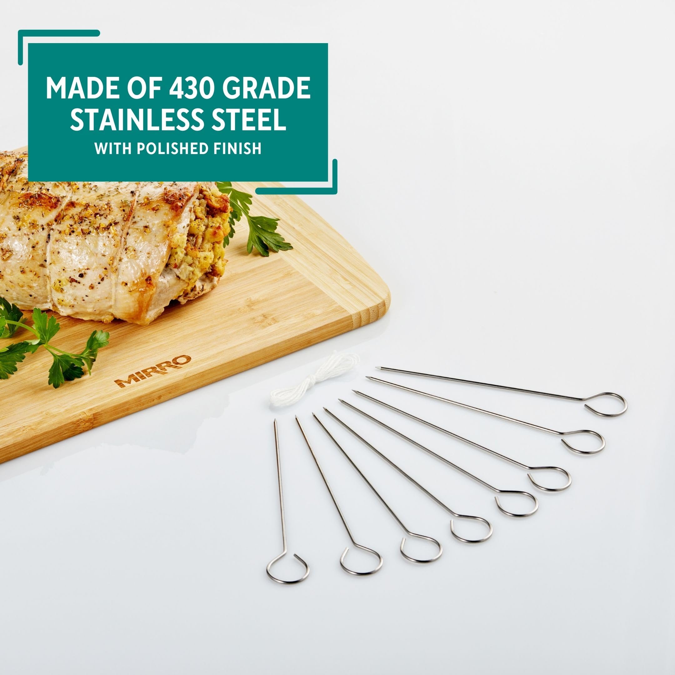 Mirro Stainless Steel Turkey Lacers, 8 Piece, Silver