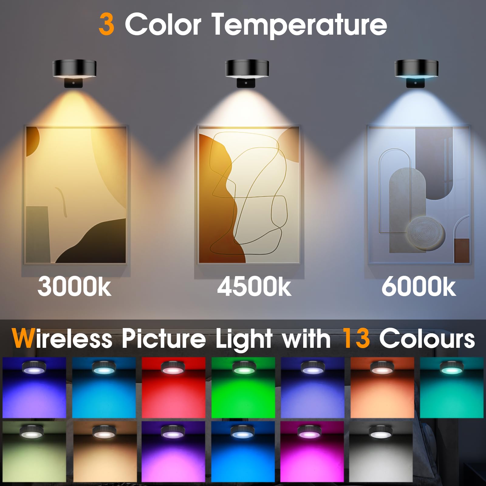 SIXDEFLY RGB Color Changing LED Art Display Light, Dimmable, Rechargeable, 6 Pack, Black