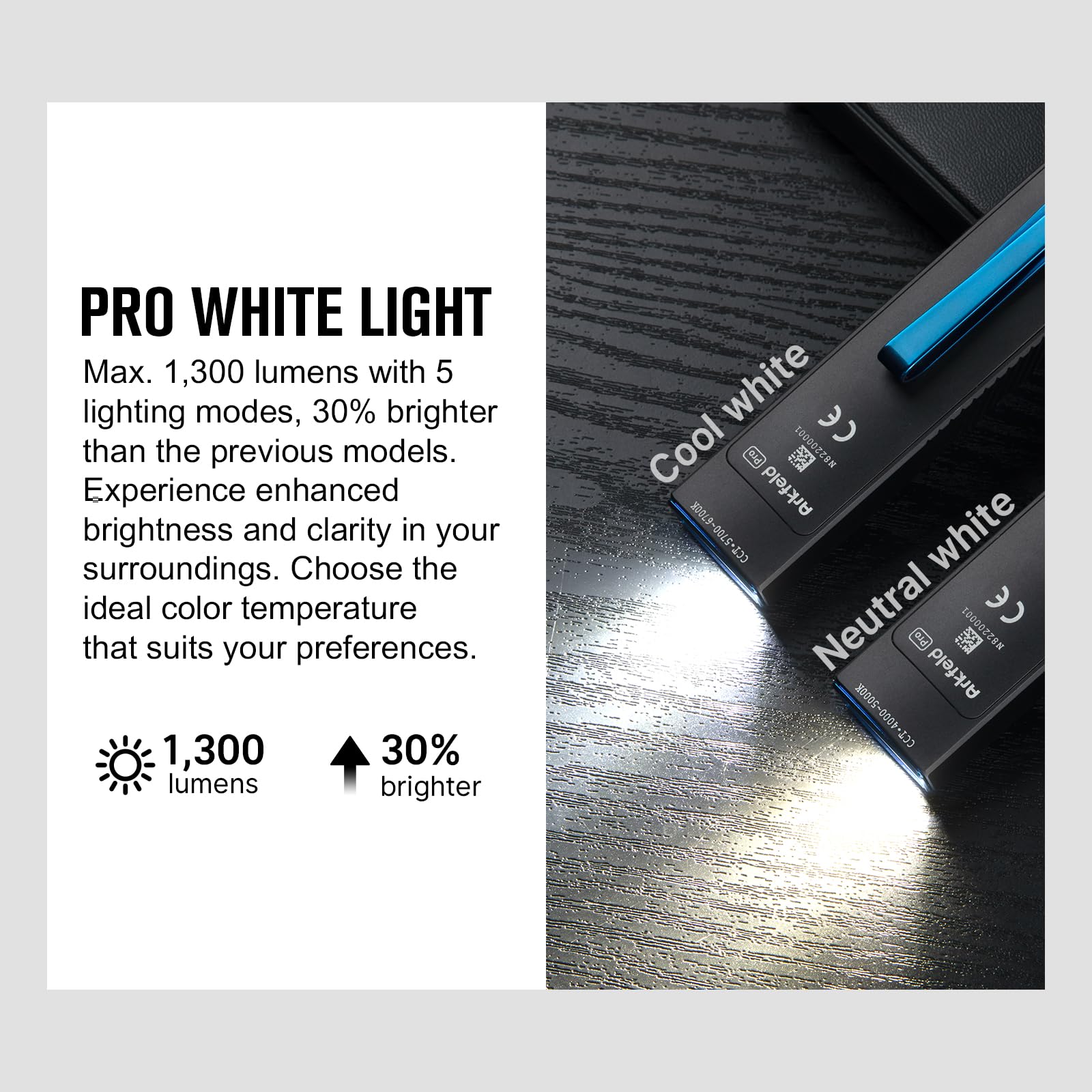 OLIGHT Arkfeld Pro EDC Flashlight, 1300 Lumens, Green Beam, UV & White LED, Aluminum, Black