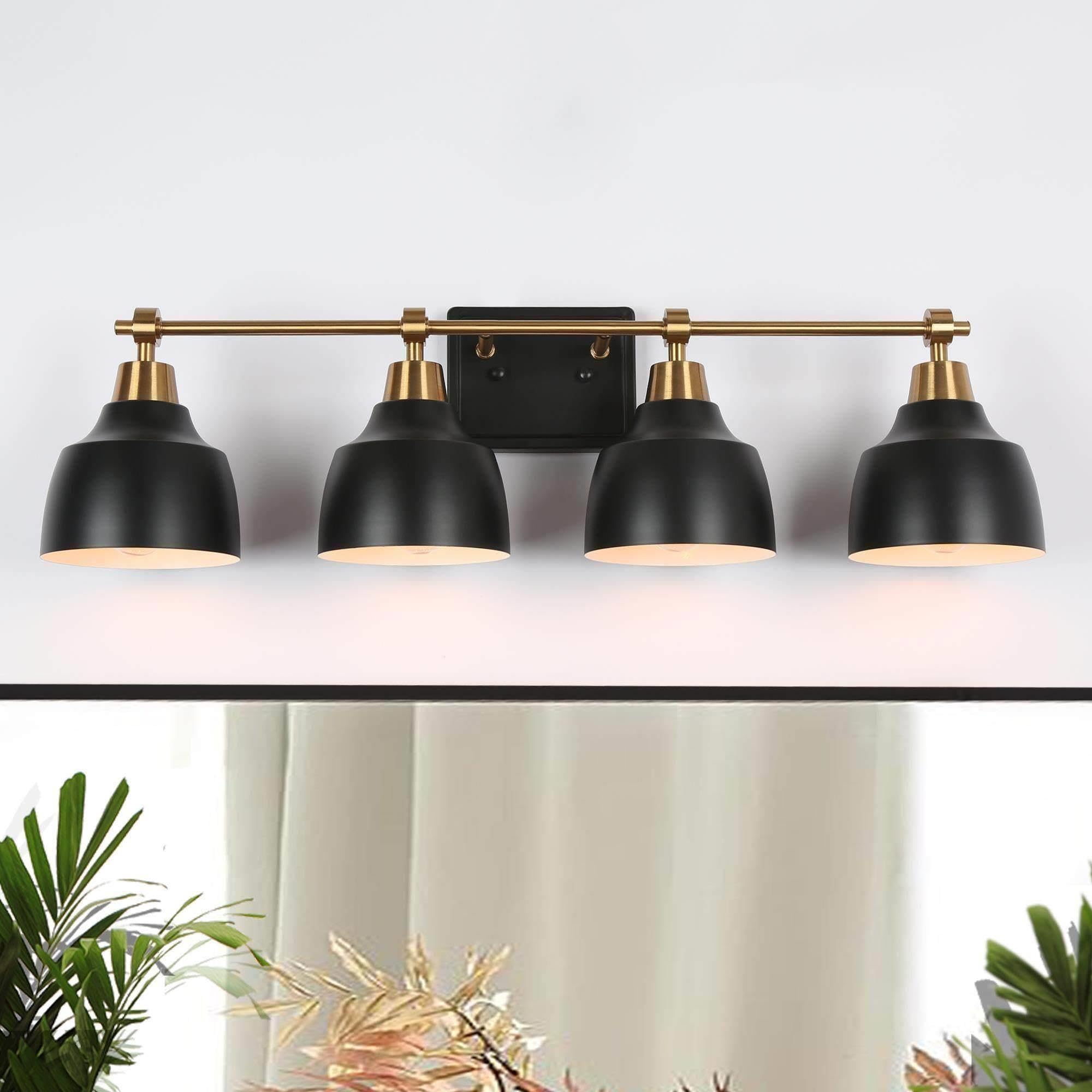 KSANA Bathroom Light Fixtures, 4-Light Black Bathroom Vanity Lights with Gold Socket, 29 Modern Farmhouse Bathroom Lighting Ligh