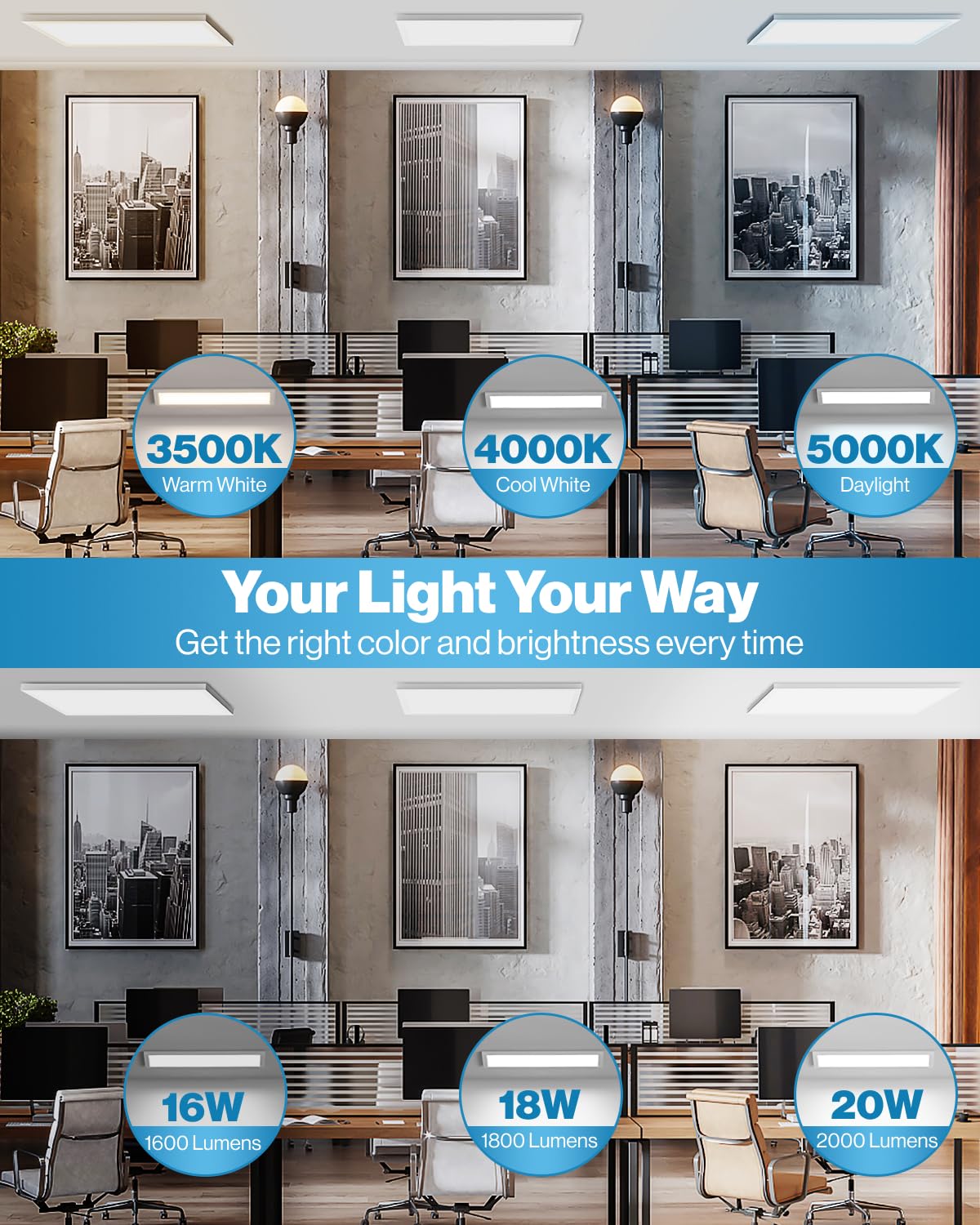 Sunco 12 Pack 1X2 Led Flat Panel Lights, Dual Selectable Cct 3500K/4000K/5000K & Selectable Wattage 16W/18W/20W, 2000 Lm, Dimmab