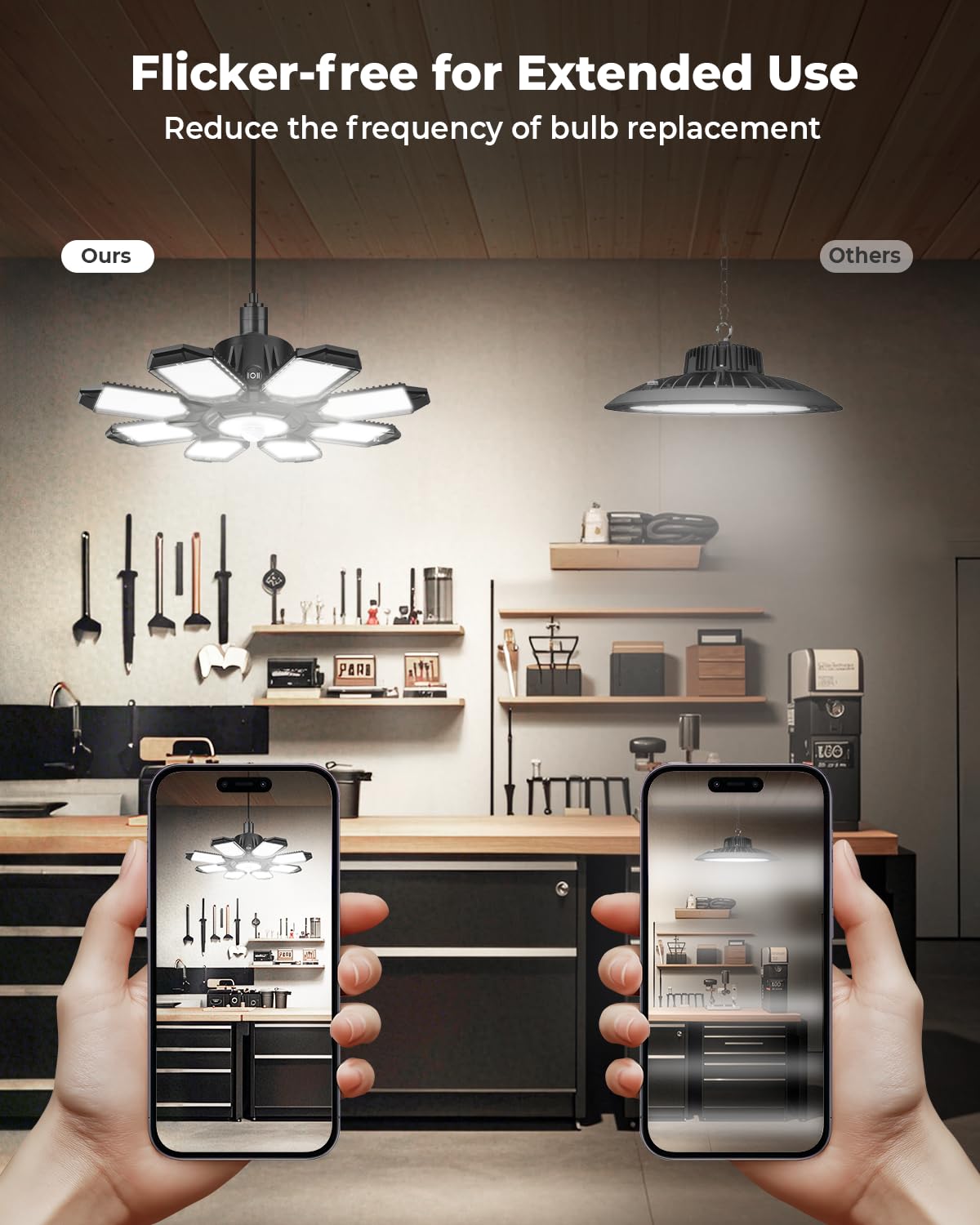 Agrantop Motion Sensor Garage Lights 2 Pack, 25000Lm Motion Sensor Shop Light With 8+1 Led Panels, 6500K Daylight, Indoor Motion