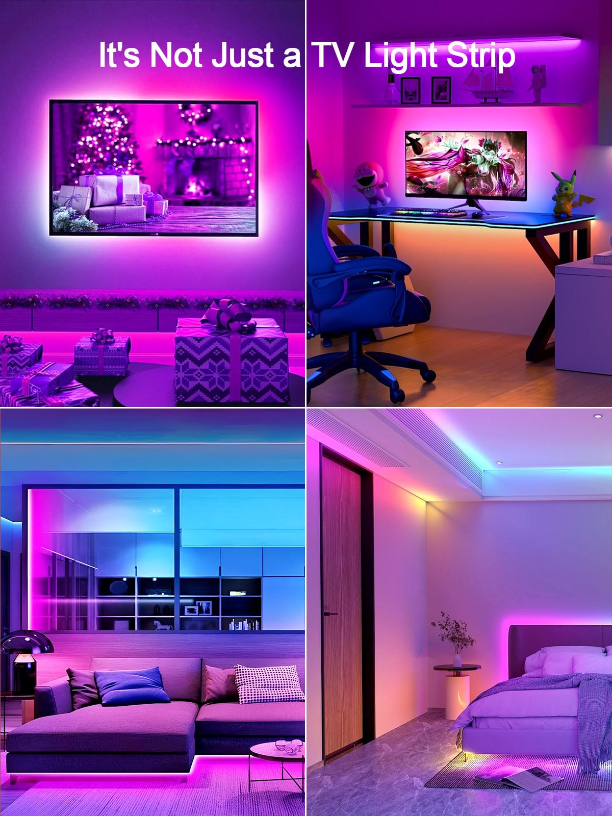 KANTUTOE LED Backlight Strip for 32-45" TVs, 9.84ft RGB Lights with Remote & Music Sync, USB Powered, Multicolor SSG-104