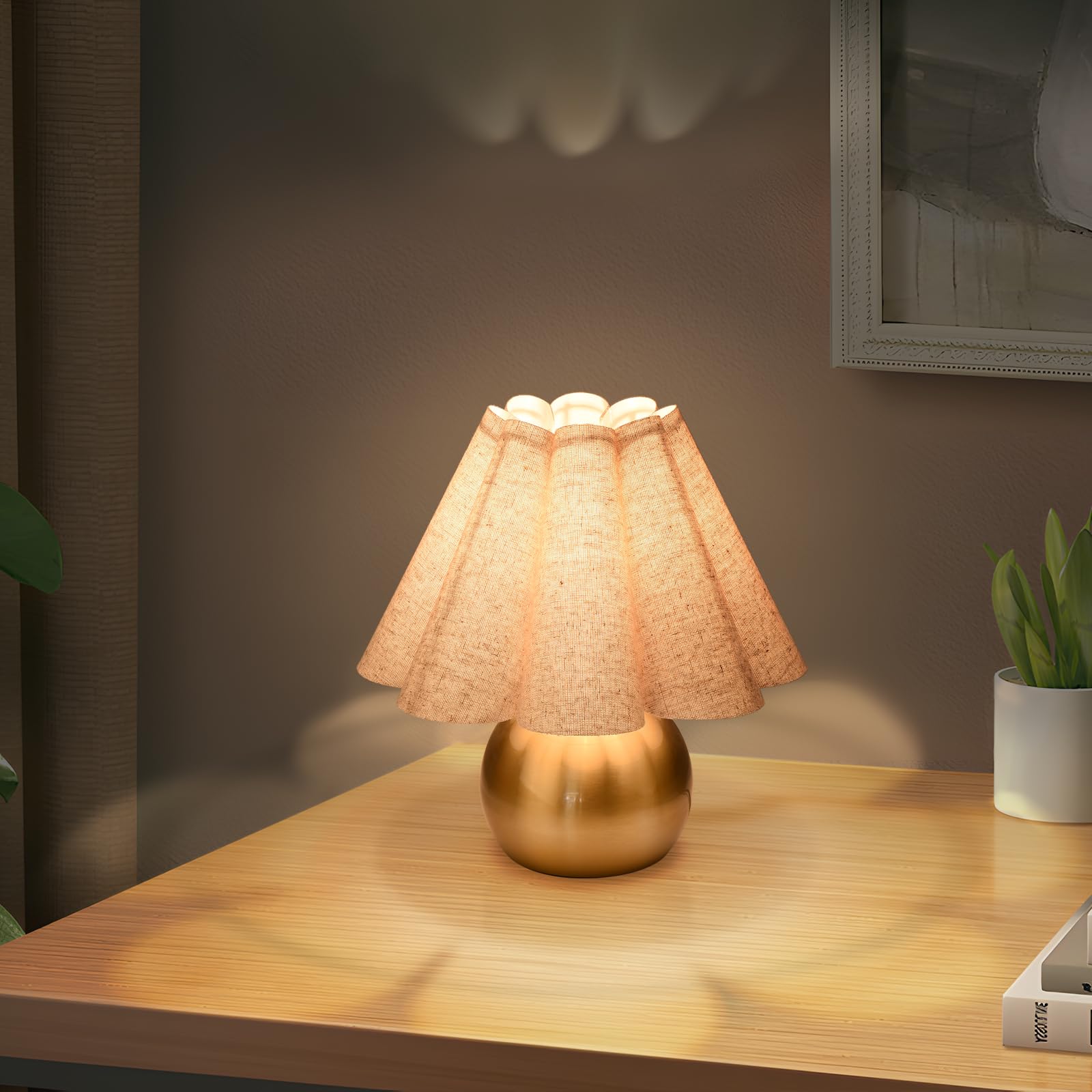 Ziqqeelam Gold Small Bedside Table Lamp for Bedroom, Brass Gold Bedroom Lamps for Nightstand, Cute Mini Table Lamps for Small Sp