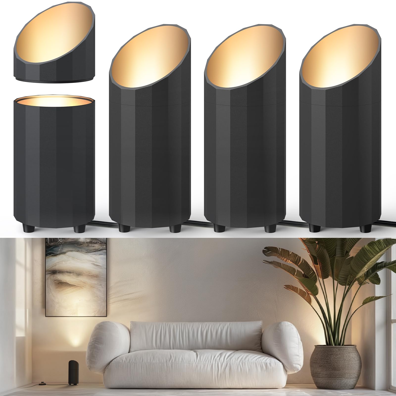 Barrina Uplighting Indoor Spotlight, 2 in 1 Detachable Up Lights Indoor Floor Can Light with 3000K GU10 Bulb, Spotlights for Pla