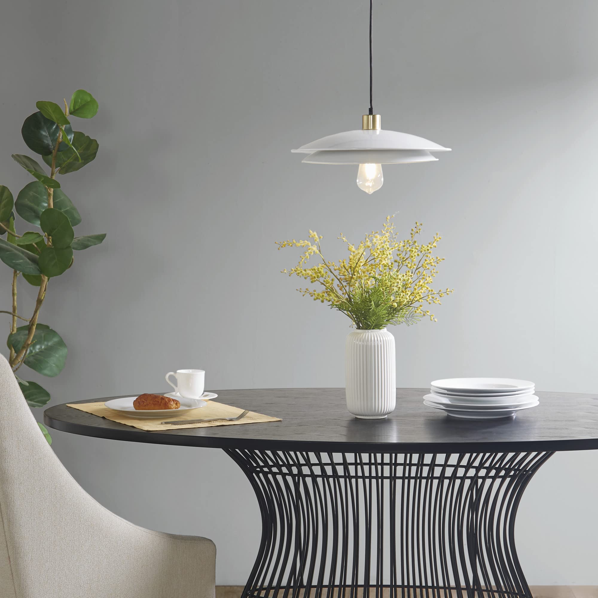 INK+IVY saben Mid-Century Modern Pendant Light Fixtures for Kitchen Island, Adjustable Hanging Ceiling Light with 2 Tier Disk La