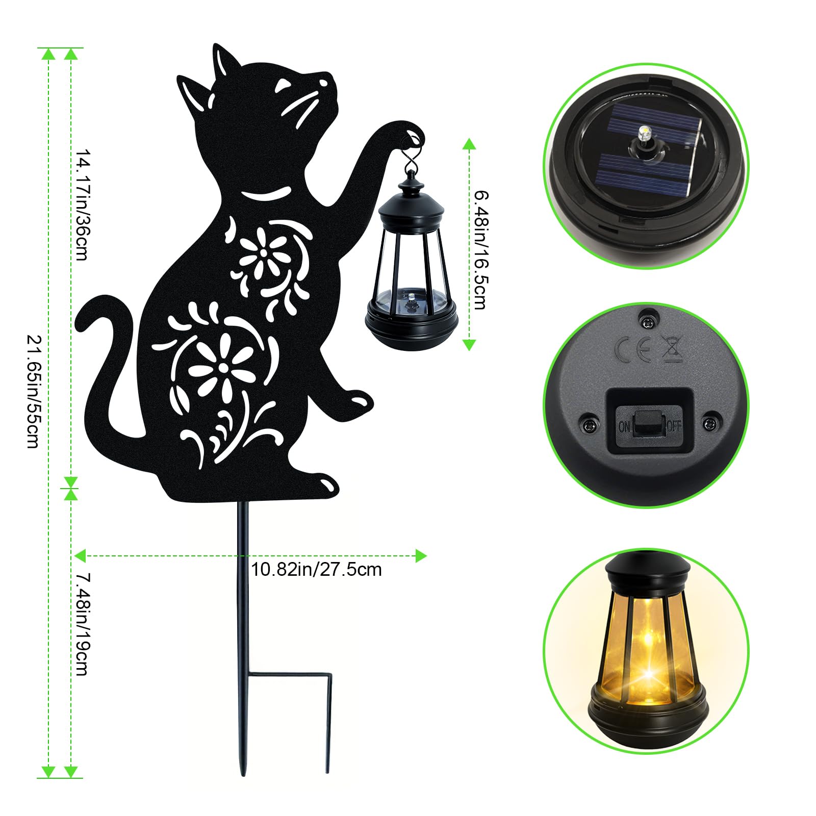 Solar Cat Hanging Lantern Outdoor  2 Pack Hristmas Black Cat Solar Lights  Cat Lover Gifts For Women Mom Grandma Birthday MotherS Day Waterproof Garden Ornaments Decor Outside Backyard Patio Pathway